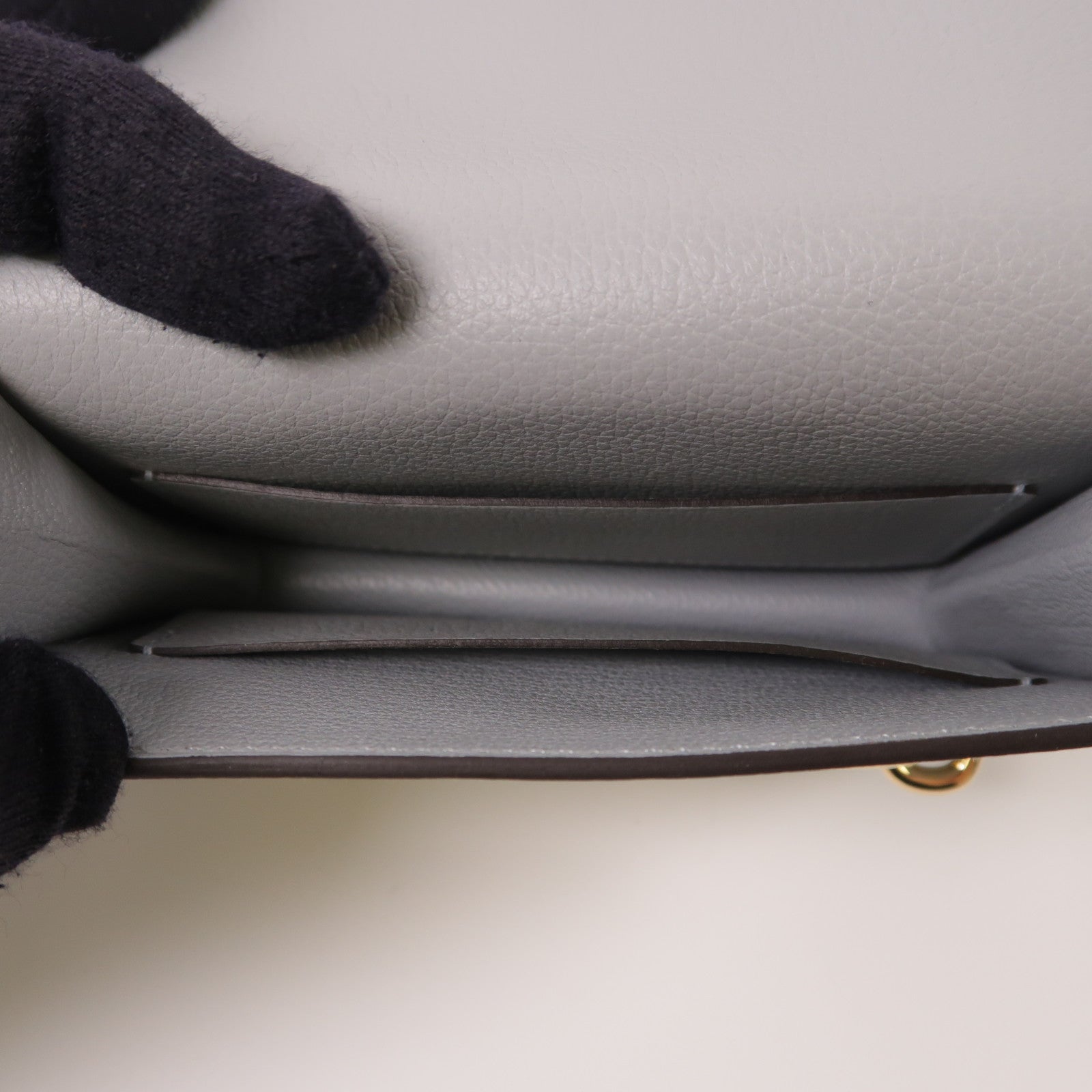 HERMES Evercolor皮革Roulis Silm金扣錢包08 Bleu Pale