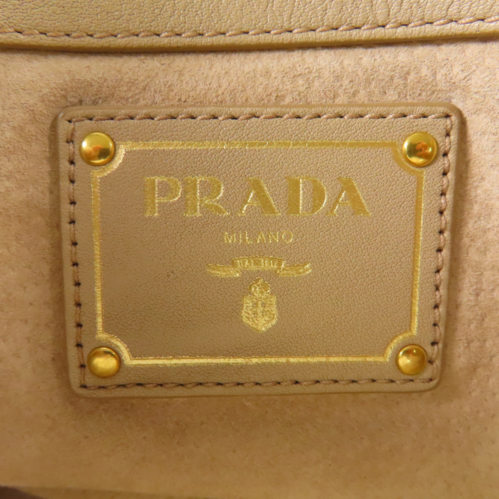 PRADA GHW Shopping Tote 2 Way Shoulder Bag BN1902 Calfskin Leather Beige