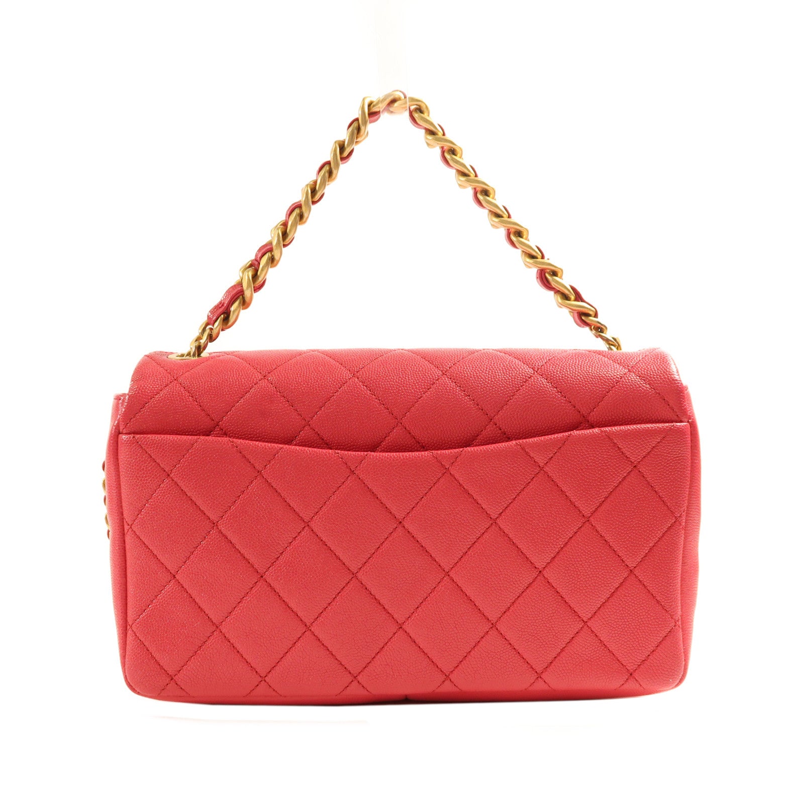 CHANEL 牛皮皮革Shoulder Bag金扣手挽肩背兩用袋粉紅色