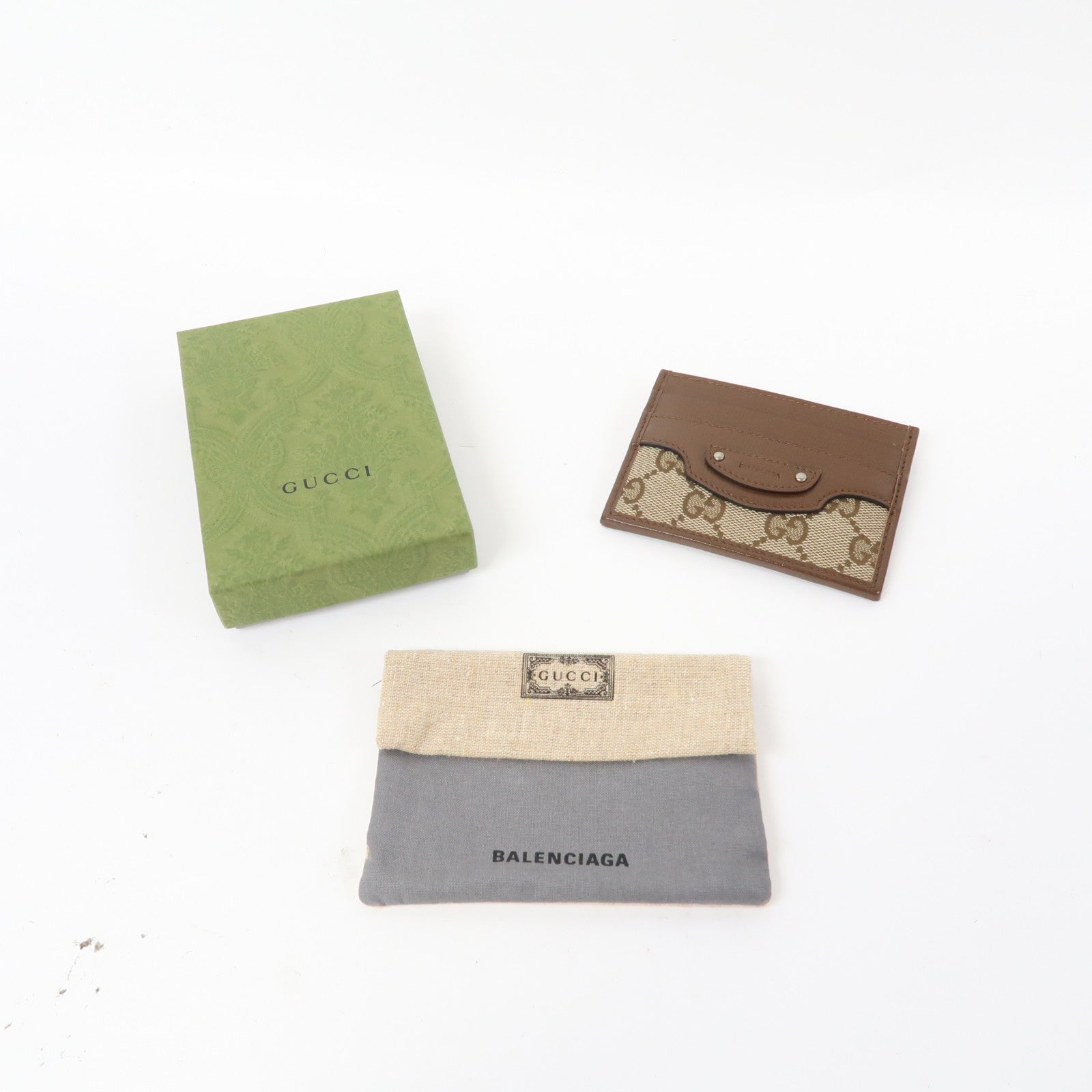 GUCCI 皮革/帆布Card Case銀扣卡片套啡色