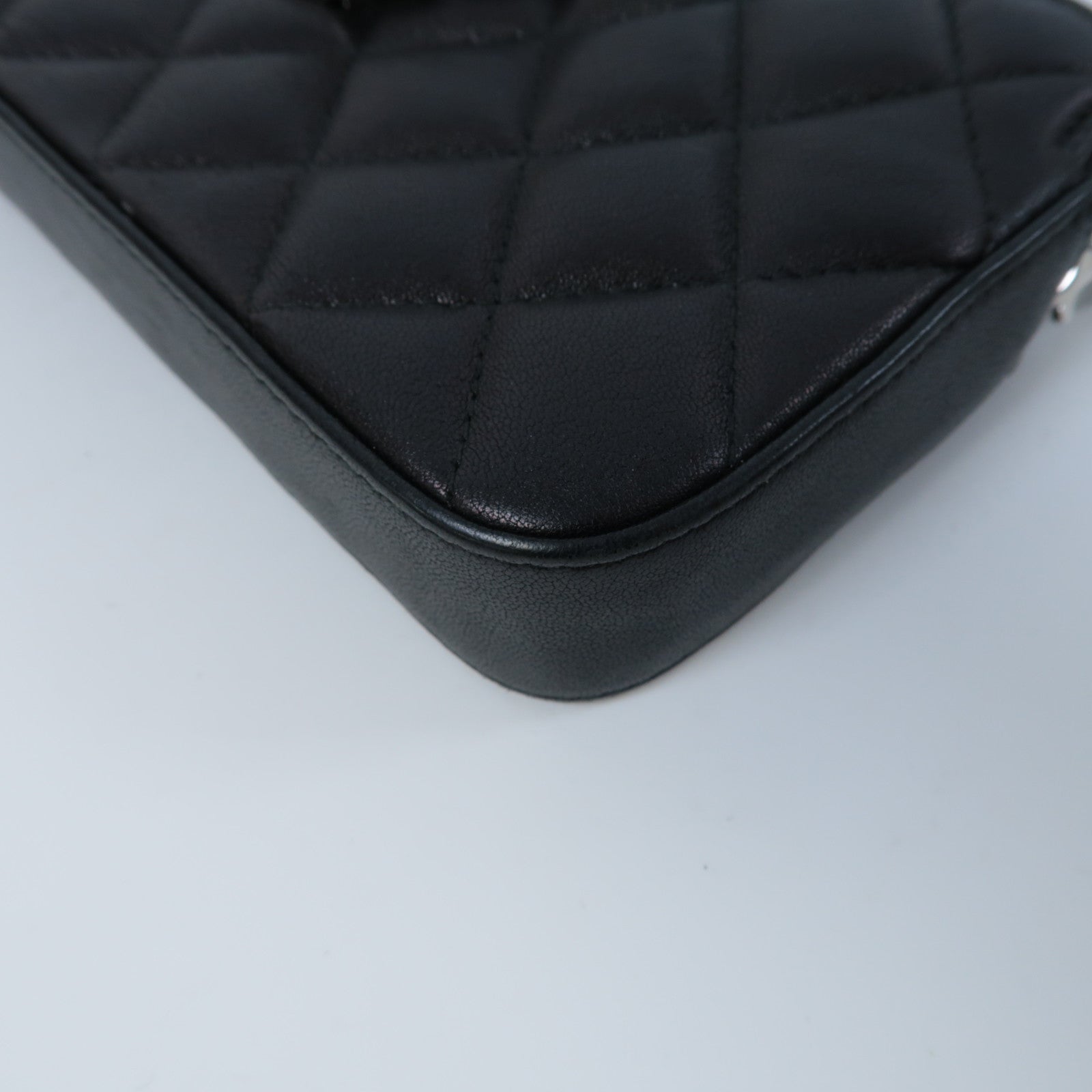 CHANEL 【激減優惠】菱格羊皮皮革Shoulder Bag銀扣鏈帶肩背袋黑色