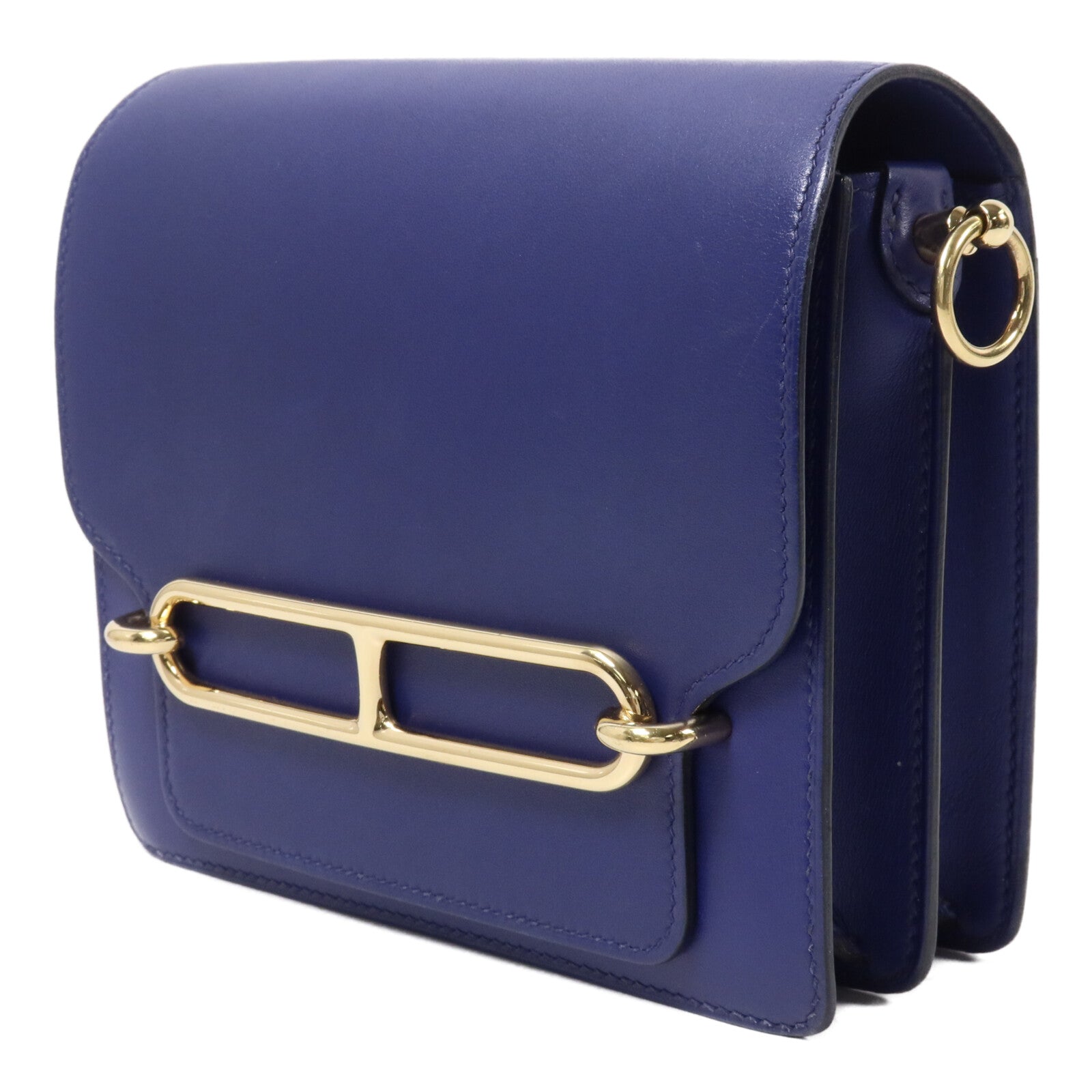 HERMES Evercolor皮革Roulis Mini肩背袋Bleu Encre
