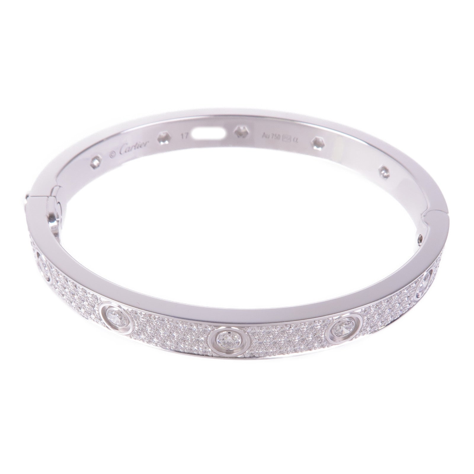 CARTIER 【激減優惠】18K白金Love Blaceret Full Diamond Bracelet鑽石手鐲Cartier#17