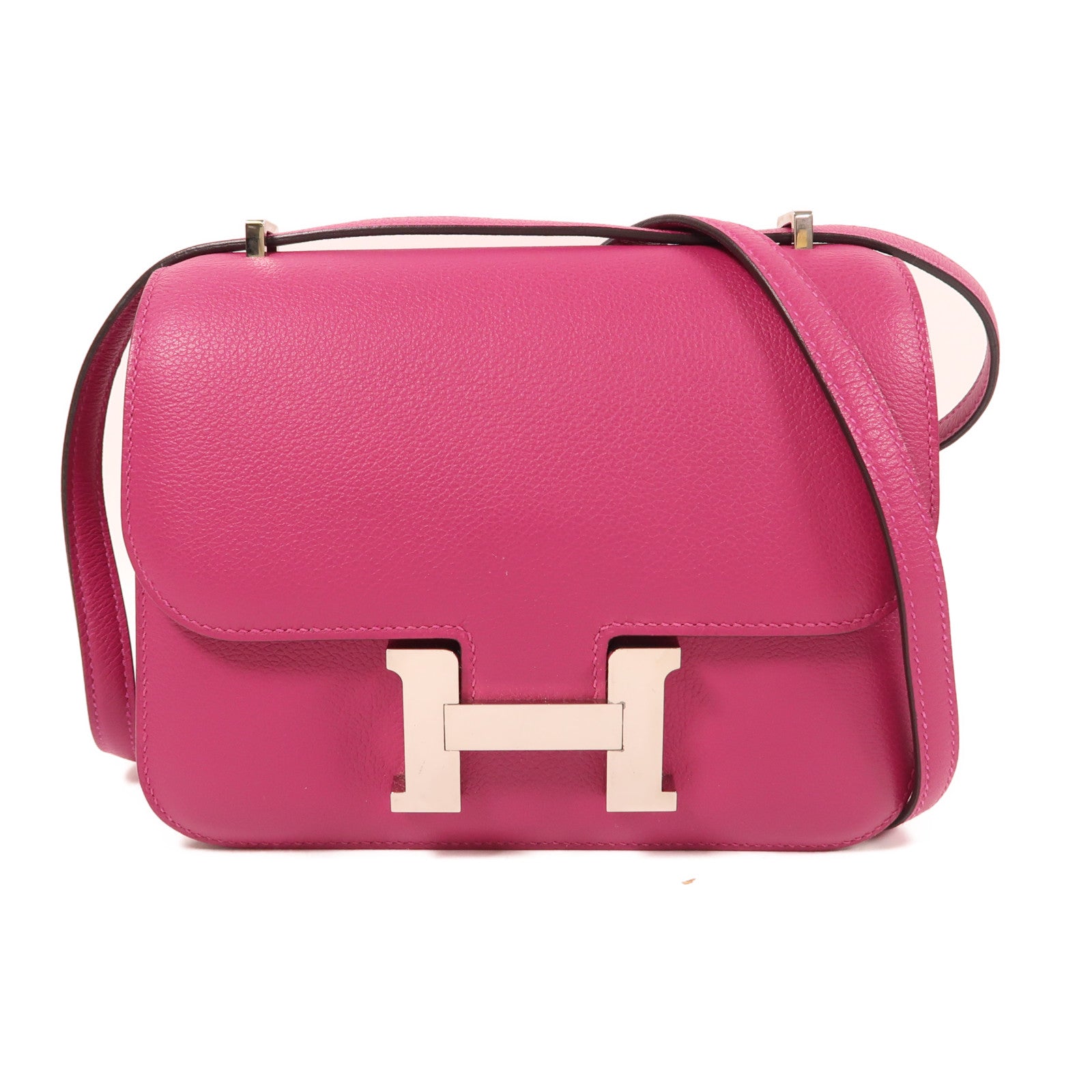 HERMES【激減優惠】 Evercolor皮革Constance Mini銀扣肩背袋L3 Rose Purple