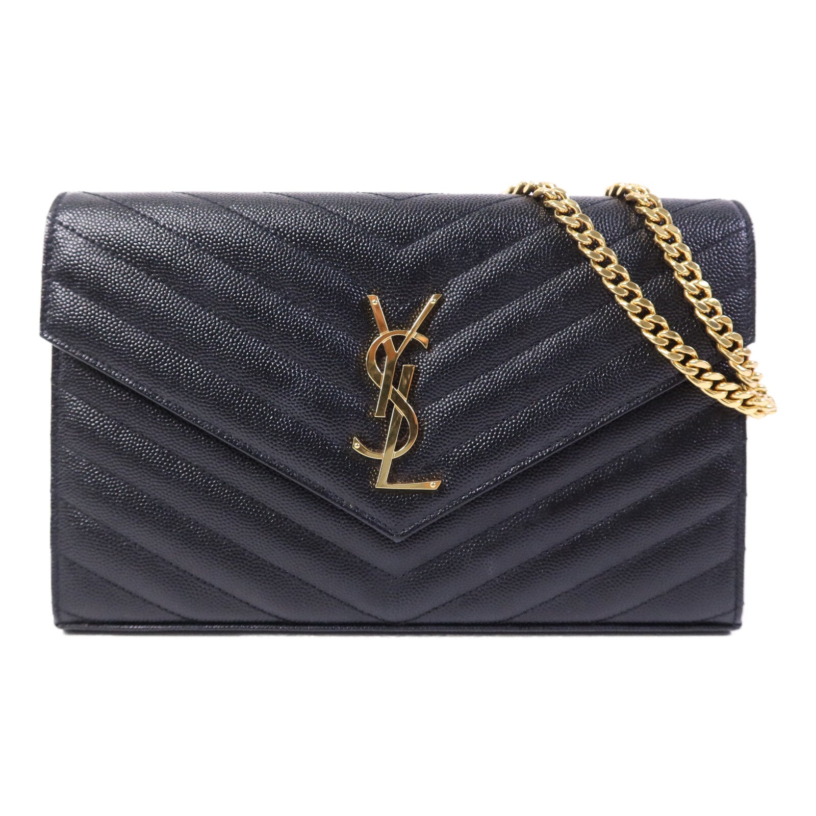 SAINT LAURENT 牛皮皮革Cassandre Envelope金扣鏈帶肩背袋