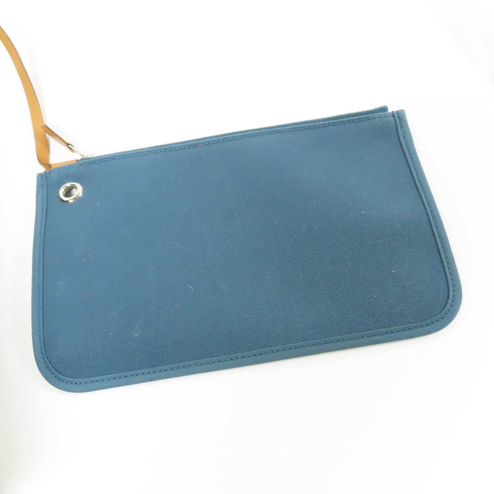 HERMES 帆布Herbag PM銀扣手挽肩背兩用袋Bleu Izmir