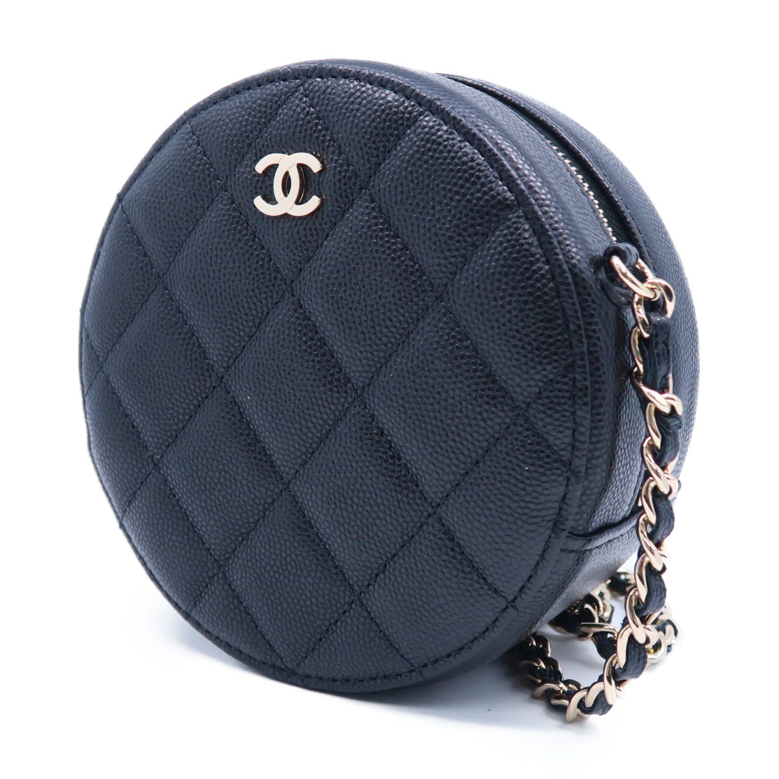 CHANEL 【激減優惠】菱格Caviar皮革Chain Shoulder Bag金扣鏈帶肩背袋黑色