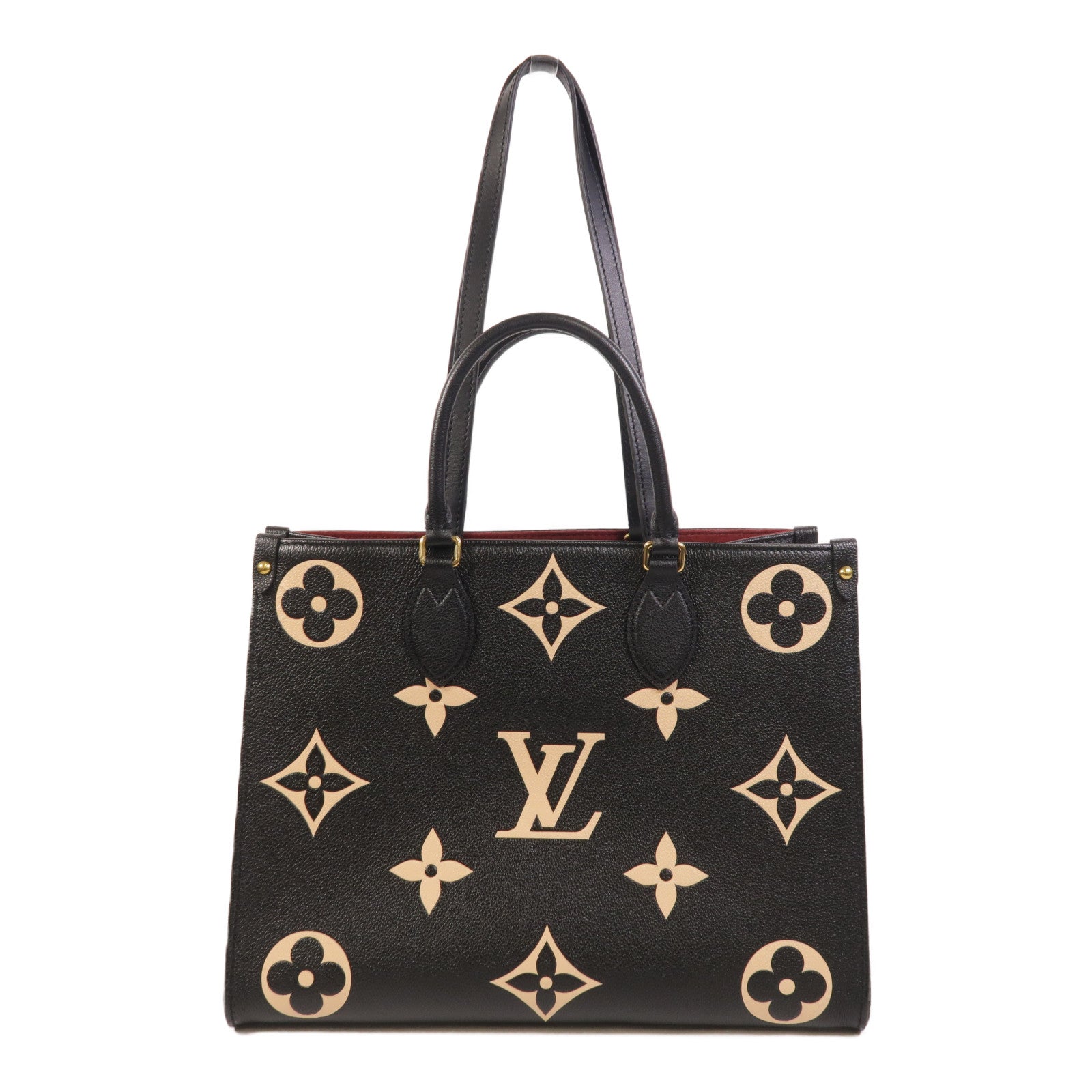 LOUIS VUITTON Monogram Empreinte On The Go MM金扣手挽肩背兩用袋