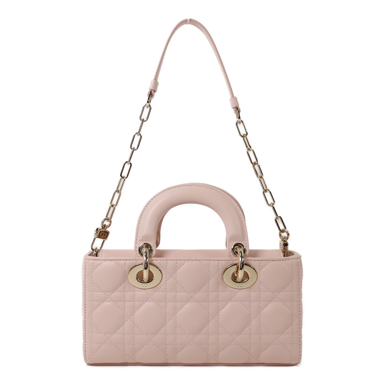 Dior 羊皮皮革Small Lady D-Joy Bag金扣鏈帶手挽肩背兩用袋