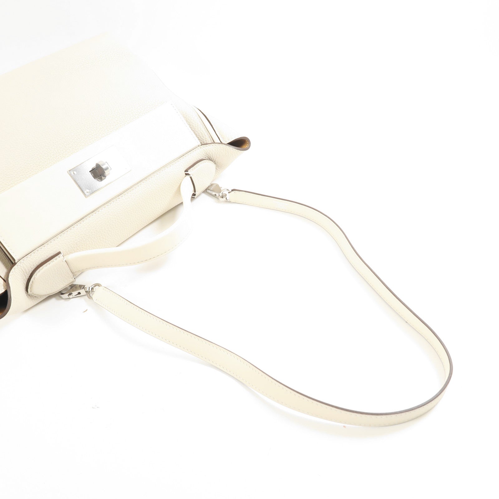 HERMES PHW 24/24 2Way Shoulder Hand Bag Togo Leather/Swift Leather Nata White