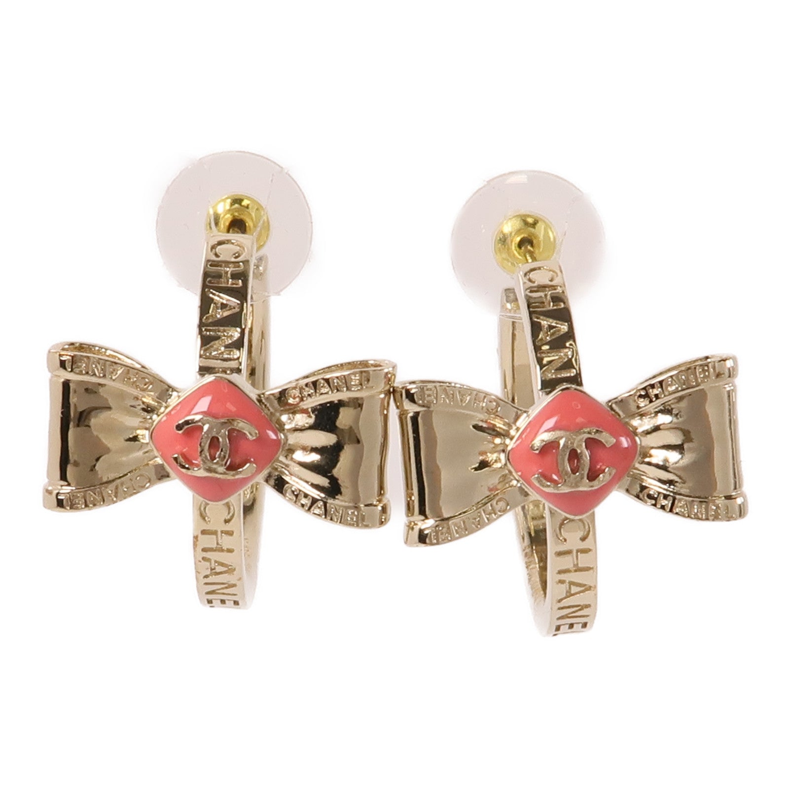 CHANEL 金屬Earrings耳環金色/粉紅色