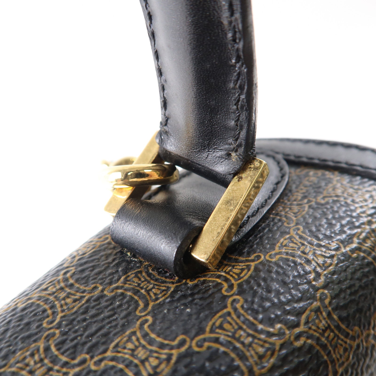 CELINE 牛皮皮革Vintage 2 Way Bag金扣手挽肩背兩用袋黑色/啡色
