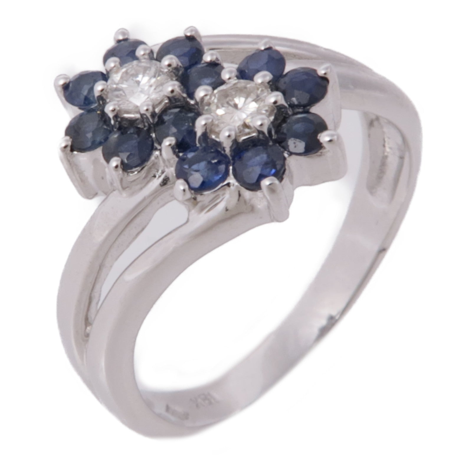 JEWELRY 【激減優惠】18K白金Sapphire/Diamond Ring藍寶石/鑽石戒指US#6.5