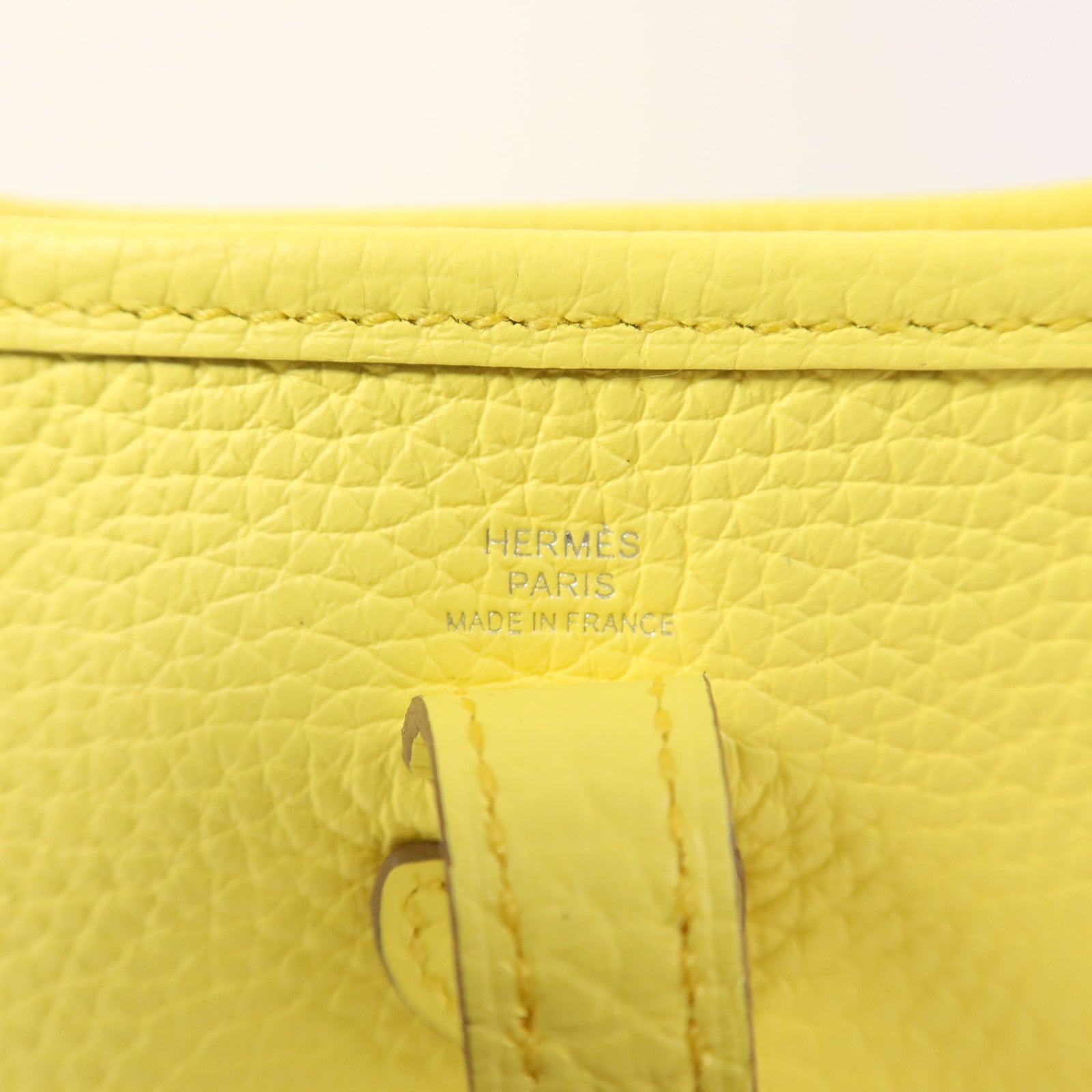 HERMES Clemence皮革Evelyne TPM銀扣肩背袋Lime