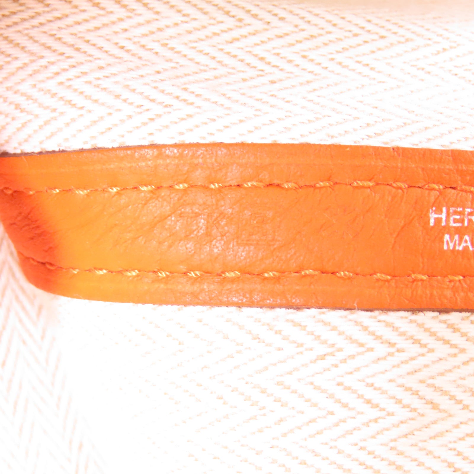 HERMES Country皮革Garden Party PM銀扣手挽袋橙色