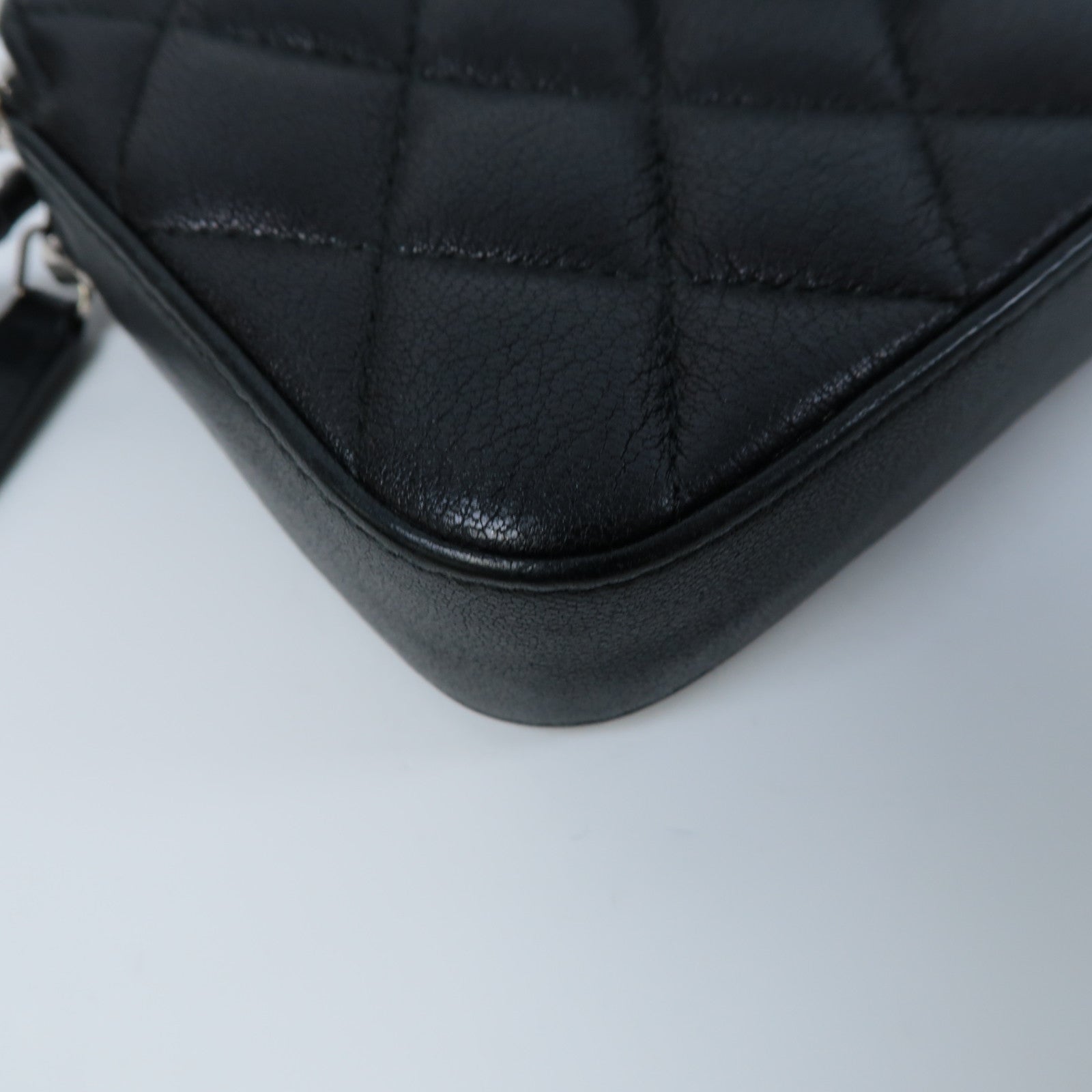 CHANEL 【激減優惠】菱格羊皮皮革Shoulder Bag銀扣鏈帶肩背袋黑色