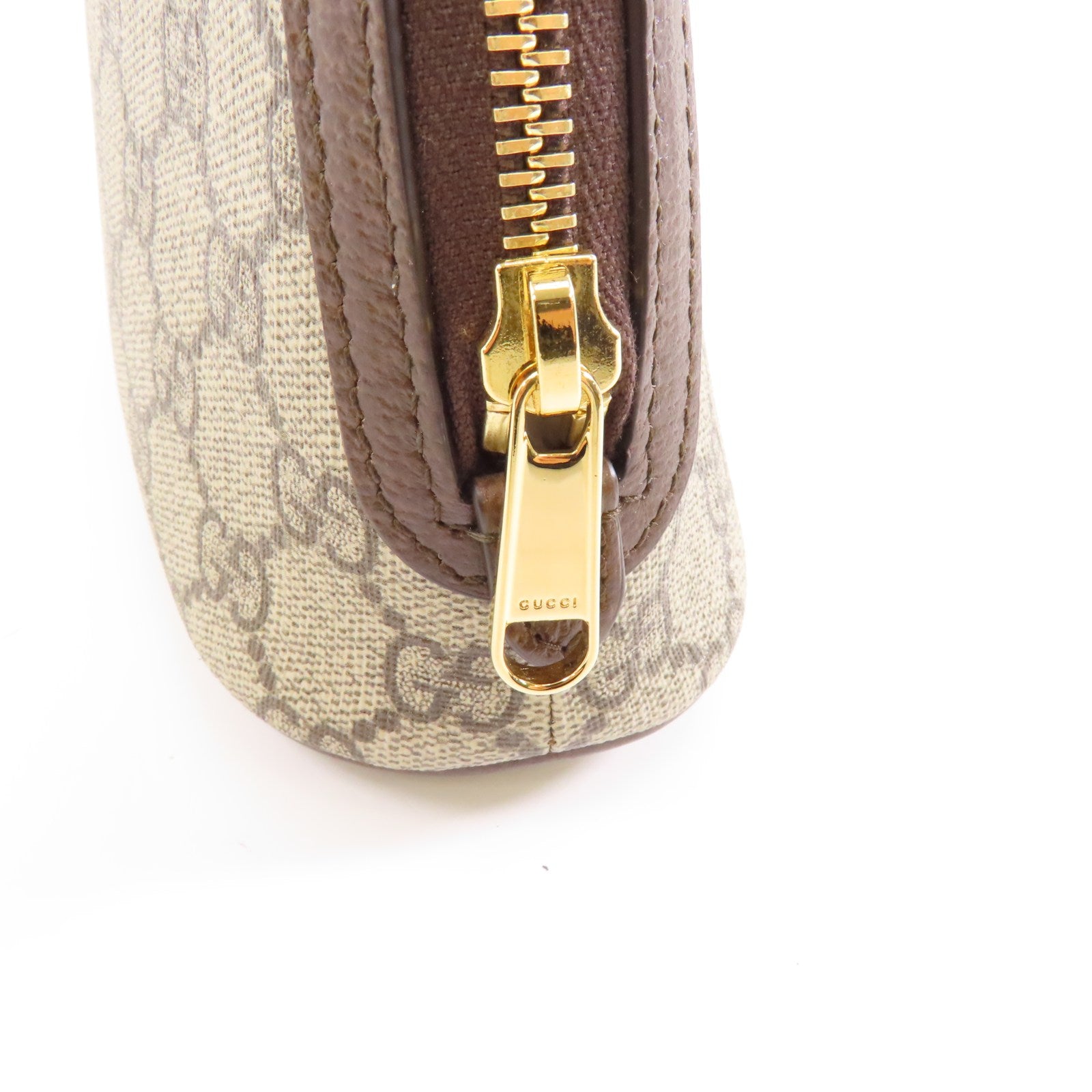 GUCCI 塗層帆布Clutch Bag金扣手拿包棕色