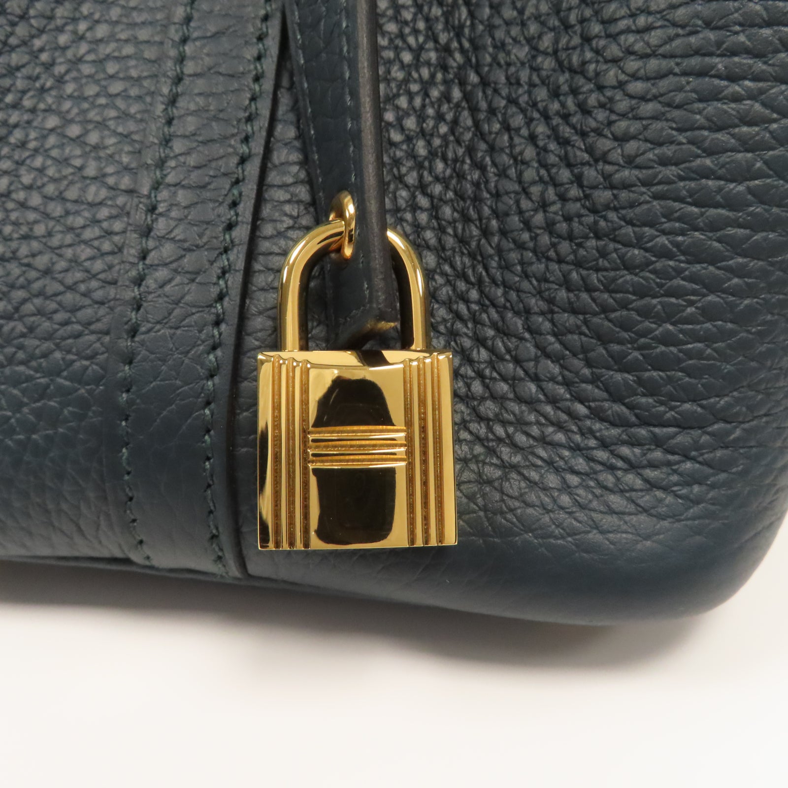 HERMES Clemence皮革Picotin PM金扣手挽袋Vert Cypres松柏綠色