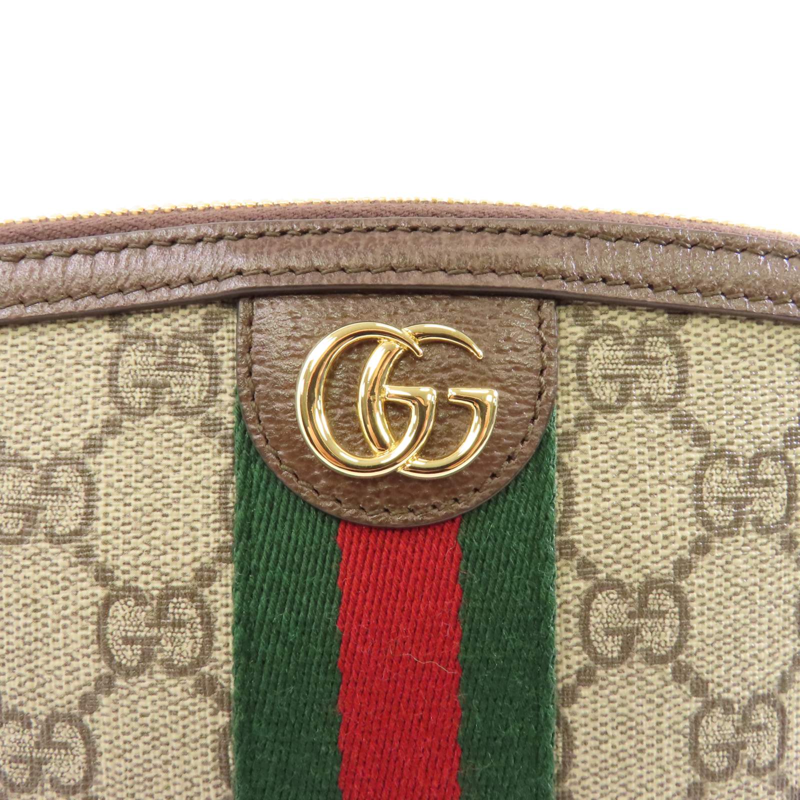 GUCCI 塗層帆布Clutch Bag金扣手拿包棕色
