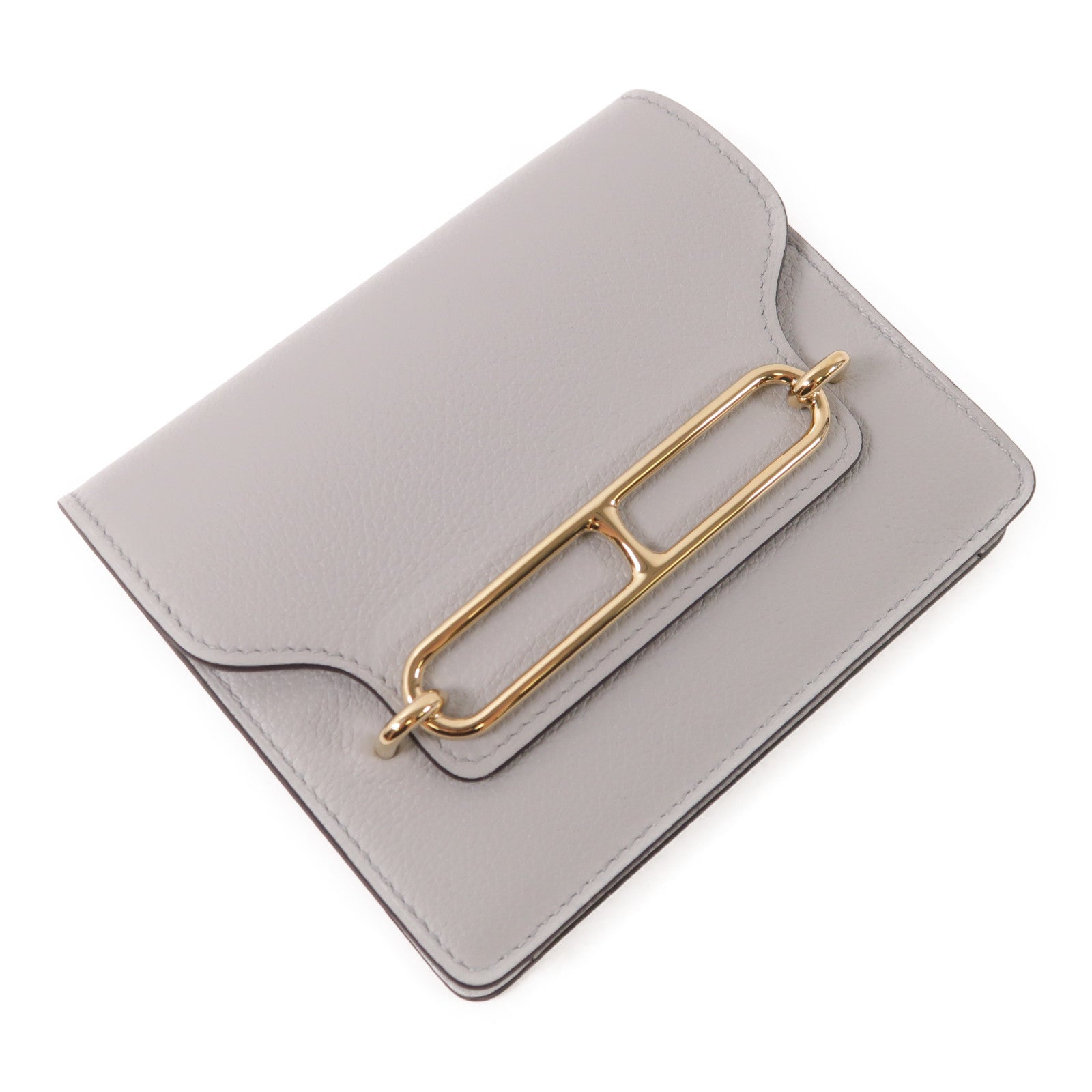 HERMES 【激減優惠】Evercolor皮革Roulis Silm金扣錢包08 Bleu Pale