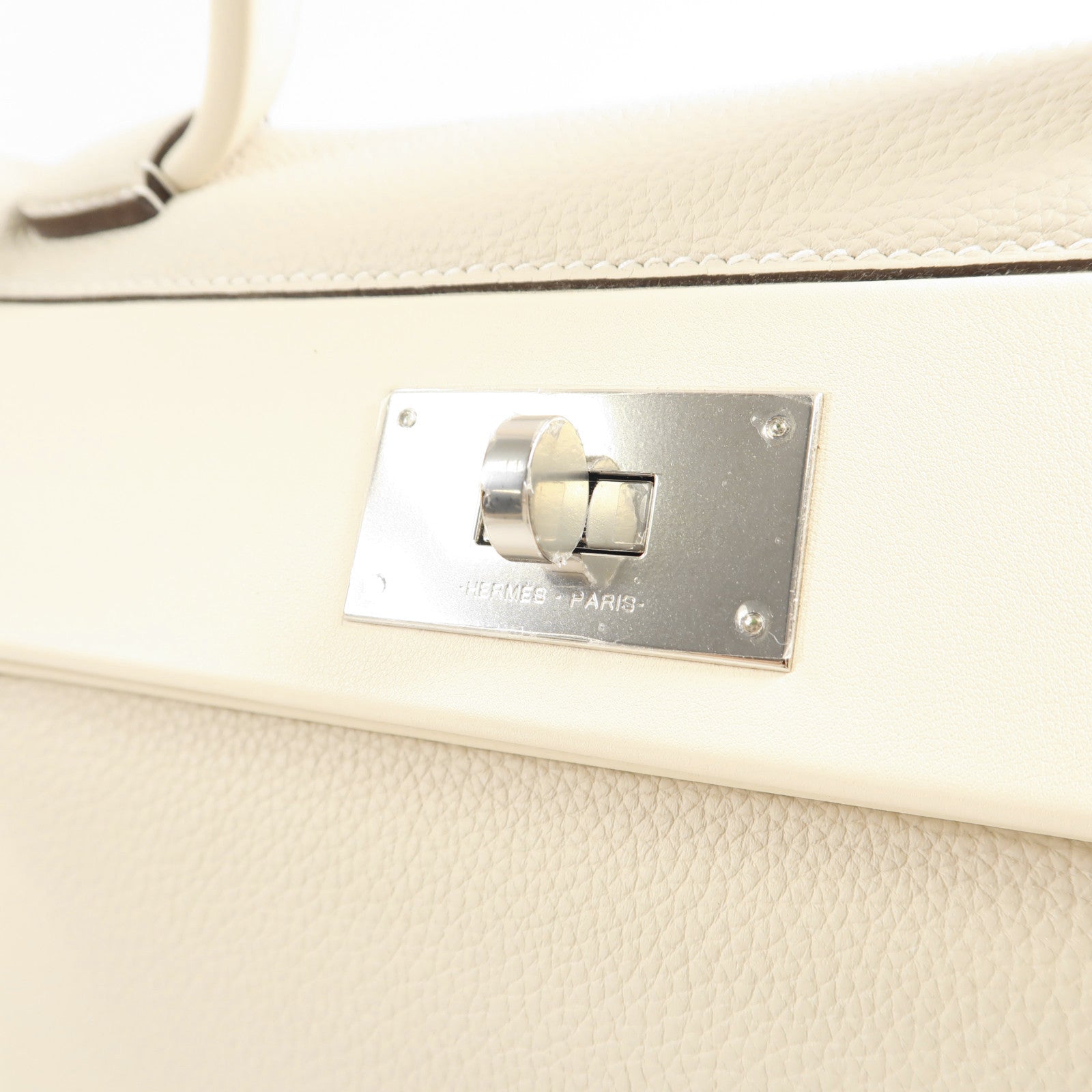 HERMES PHW 24/24 2Way Shoulder Hand Bag Togo Leather/Swift Leather Nata White