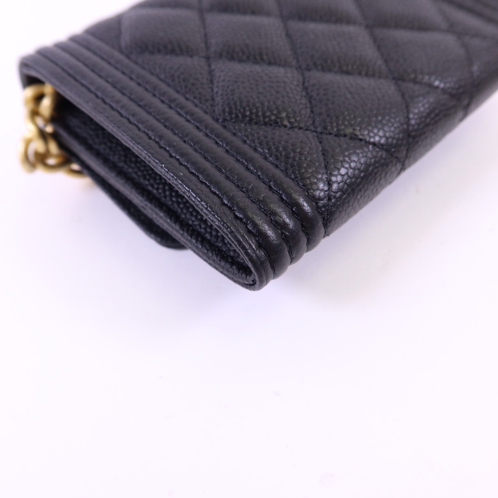 CHANEL 【激減優惠】牛皮皮革Boy Chain Wallet金扣鏈帶肩背袋