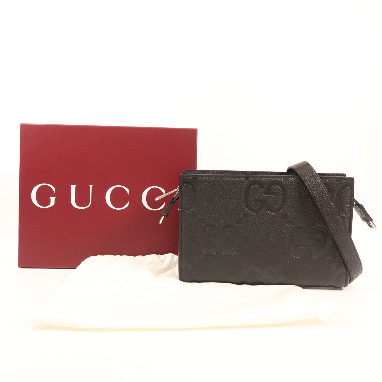 GUCCI 【激減優惠】牛皮皮革GG Jumbo Small Bag銀扣肩背袋
