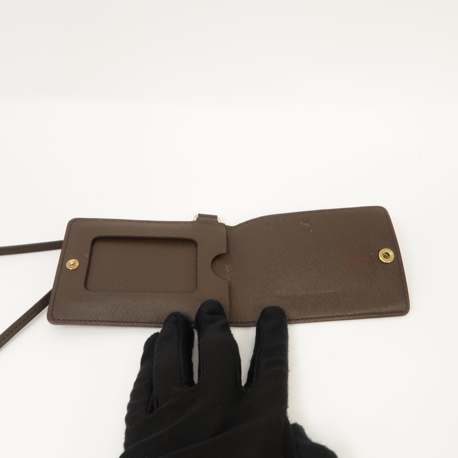 LOUIS VUITTON Damier Porte Cartes ID Bandouliere Case金扣卡片套Ebene