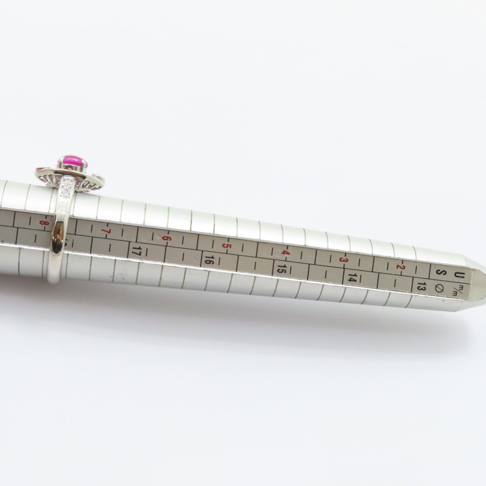 JEWELRY PT900鉑金Pink Sapphire Diamond Ring 1.231ct粉紅藍寶石/0.33ct鑽石戒指US#7.5