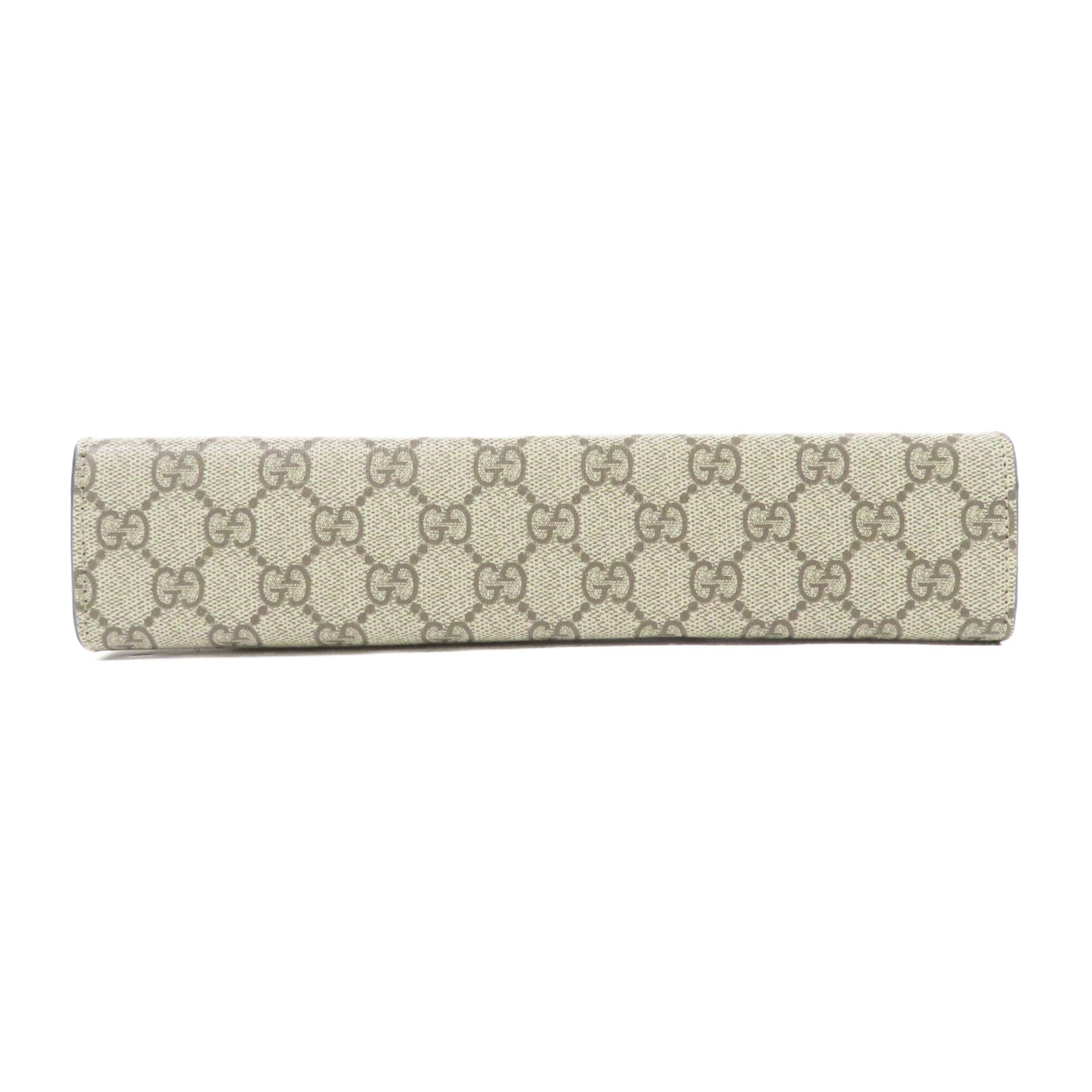 GUCCI 塗層帆布GG Supreme Pouch銀扣手拿包米色