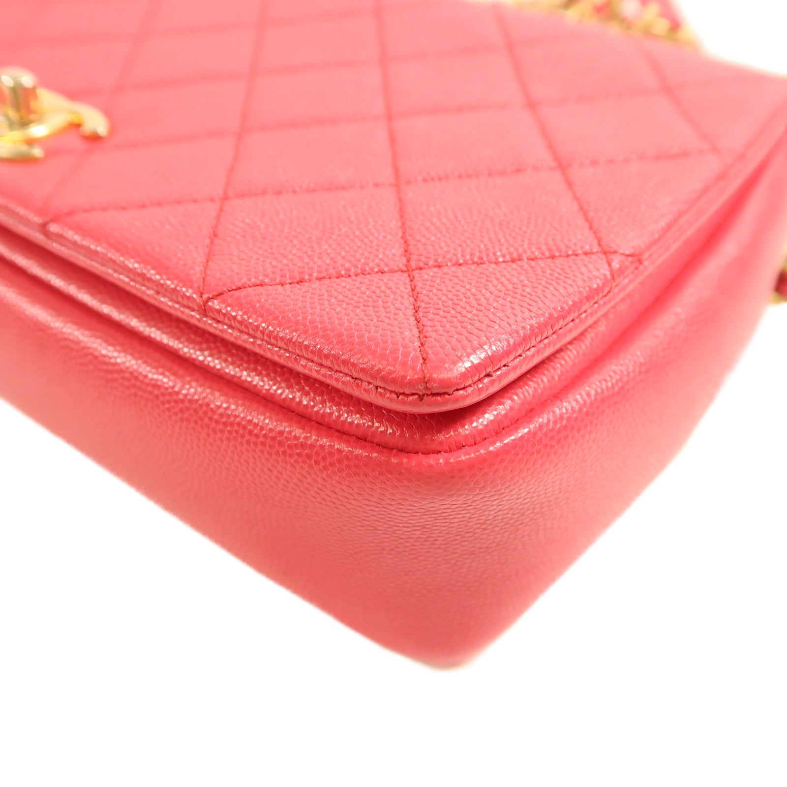 CHANEL 牛皮皮革Shoulder Bag金扣手挽肩背兩用袋粉紅色