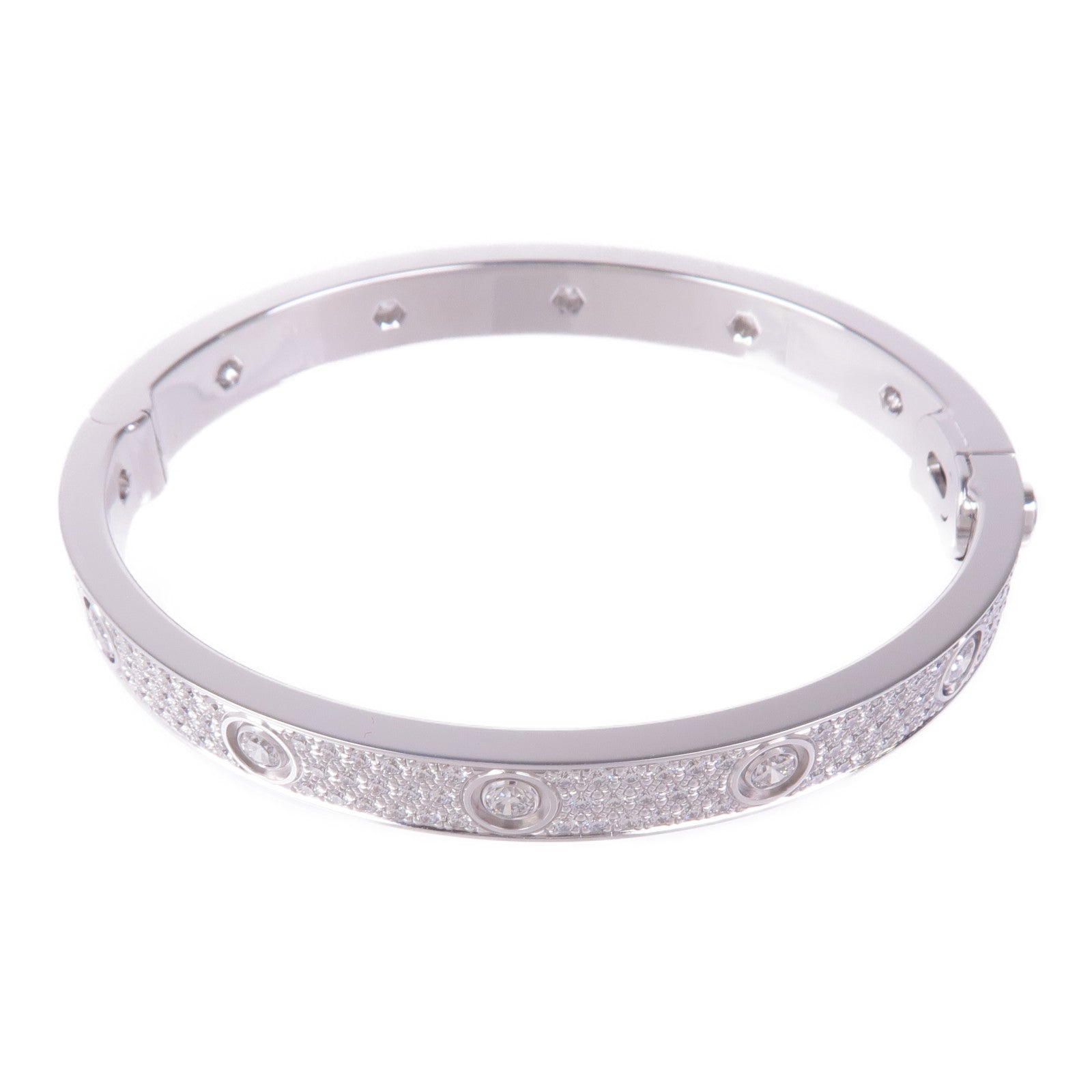 CARTIER 18K白金Love Blaceret Full Diamond Bracelet鑽石手鐲Cartier#17