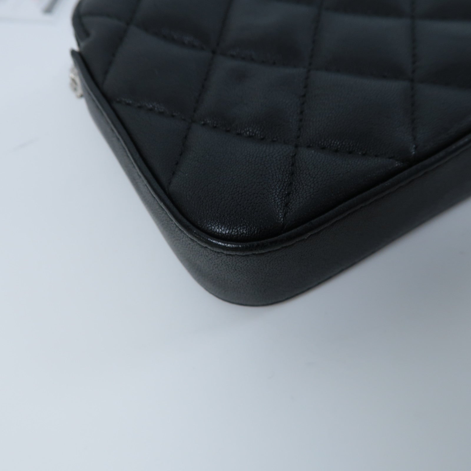 CHANEL 【激減優惠】菱格羊皮皮革Shoulder Bag銀扣鏈帶肩背袋黑色