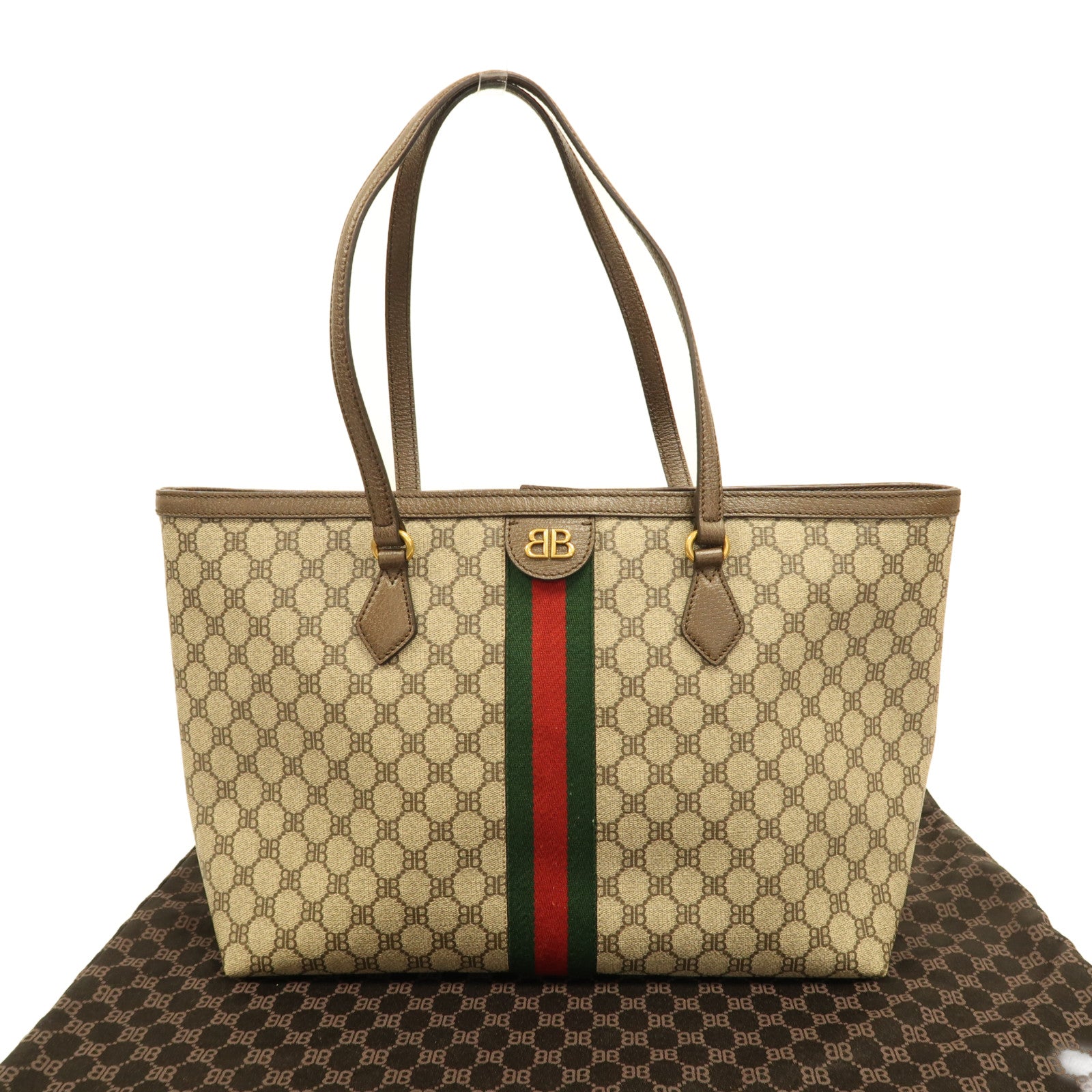 BALENCIAGA 塗層帆布Balenciaga X Gucci Tote金扣手挽袋啡色