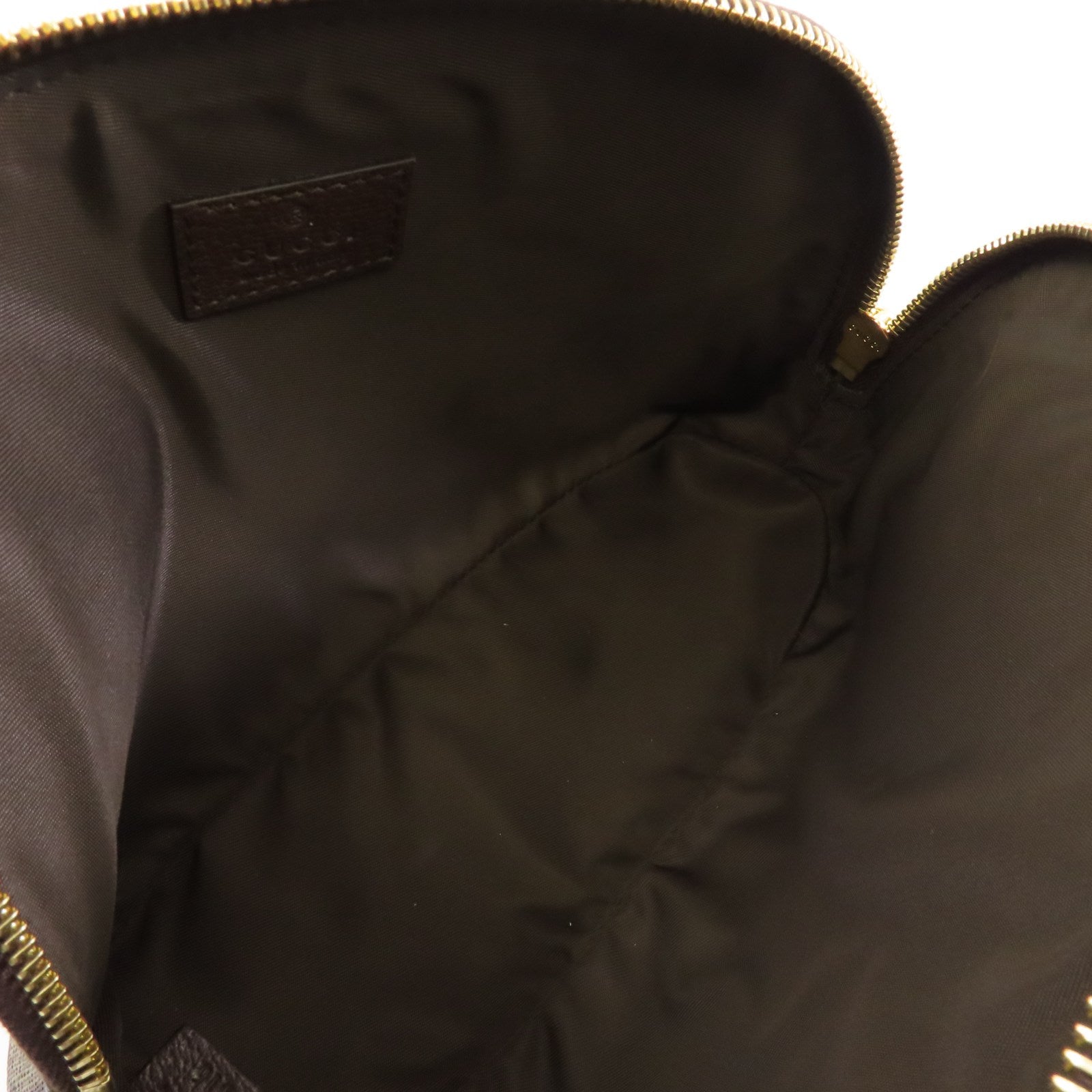 GUCCI 塗層帆布Clutch Bag金扣手拿包棕色