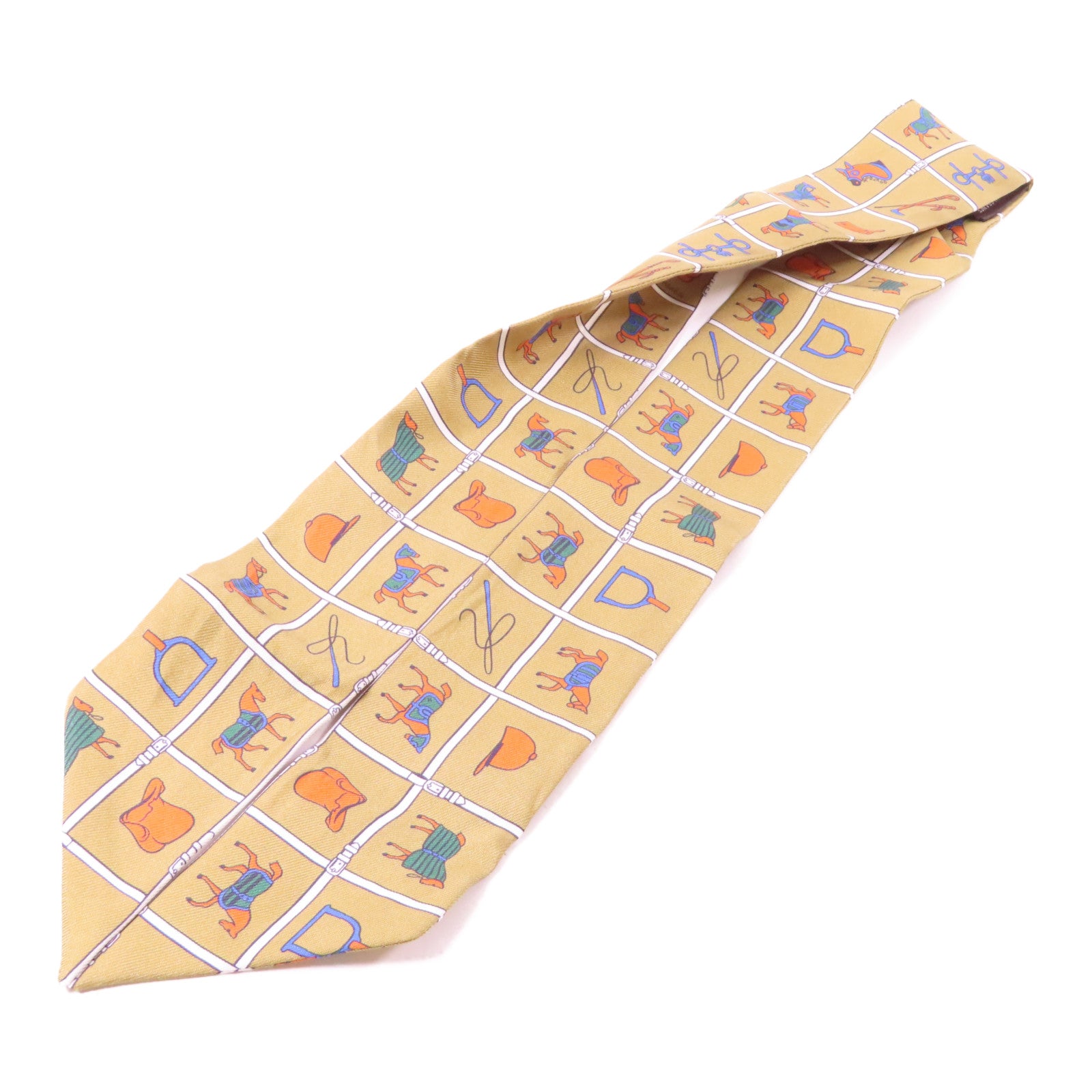 HERMES 絲質Twilly絲巾黄色/彩色