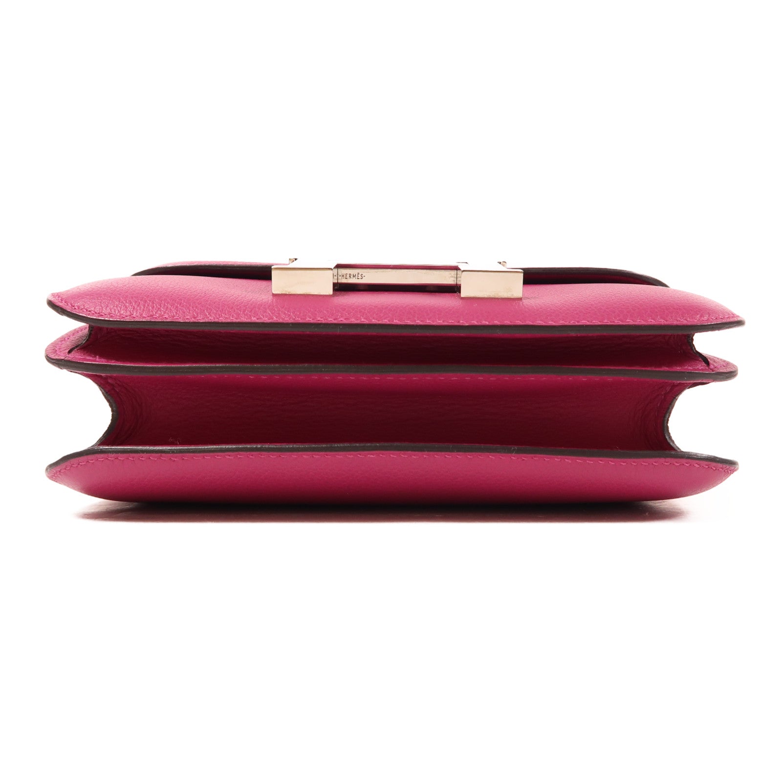 HERMES【激減優惠】 Evercolor皮革Constance Mini銀扣肩背袋L3 Rose Purple