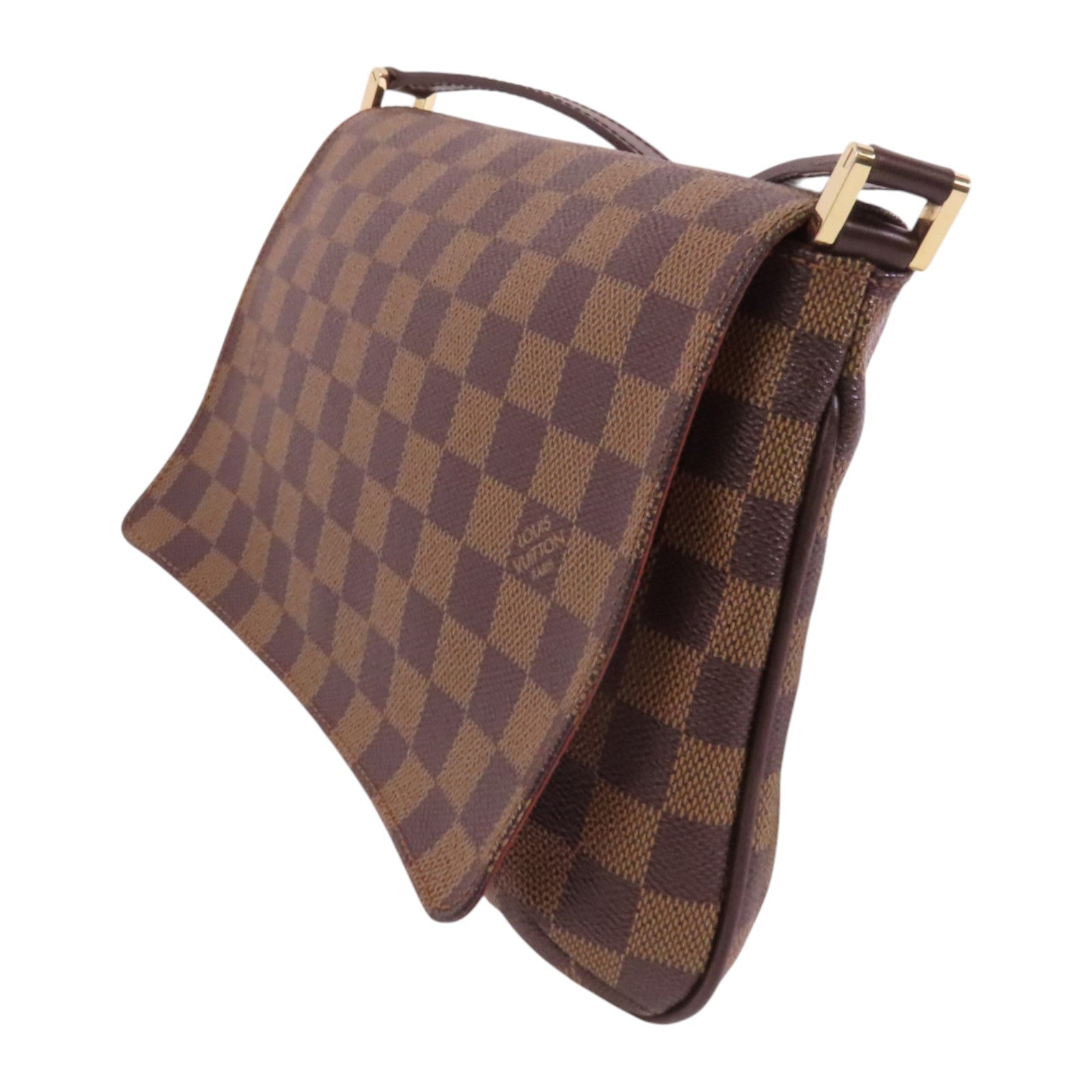LOUIS VUITTON Damier Ebene Musette Tango金扣肩背袋