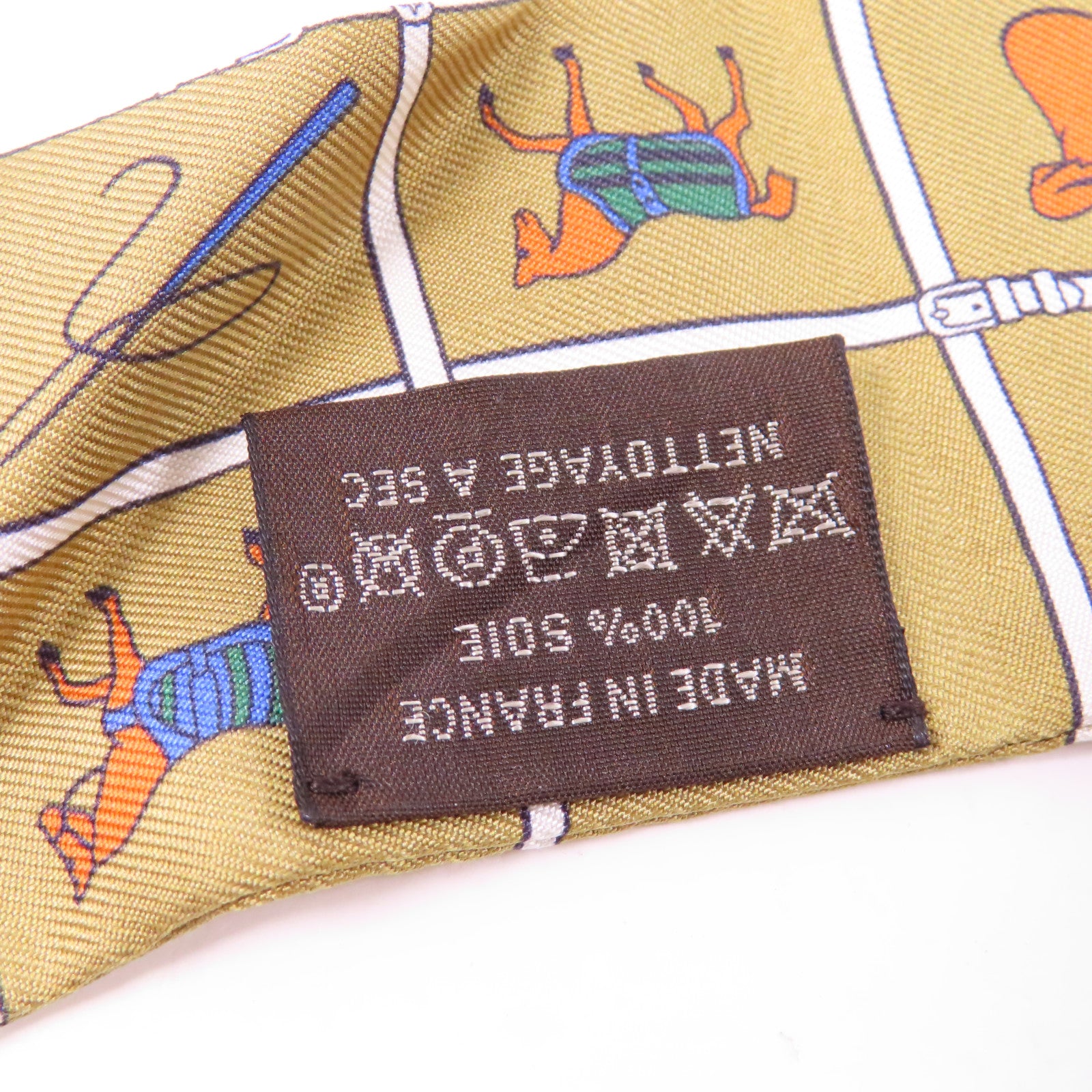 HERMES 絲質Twilly絲巾黄色/彩色