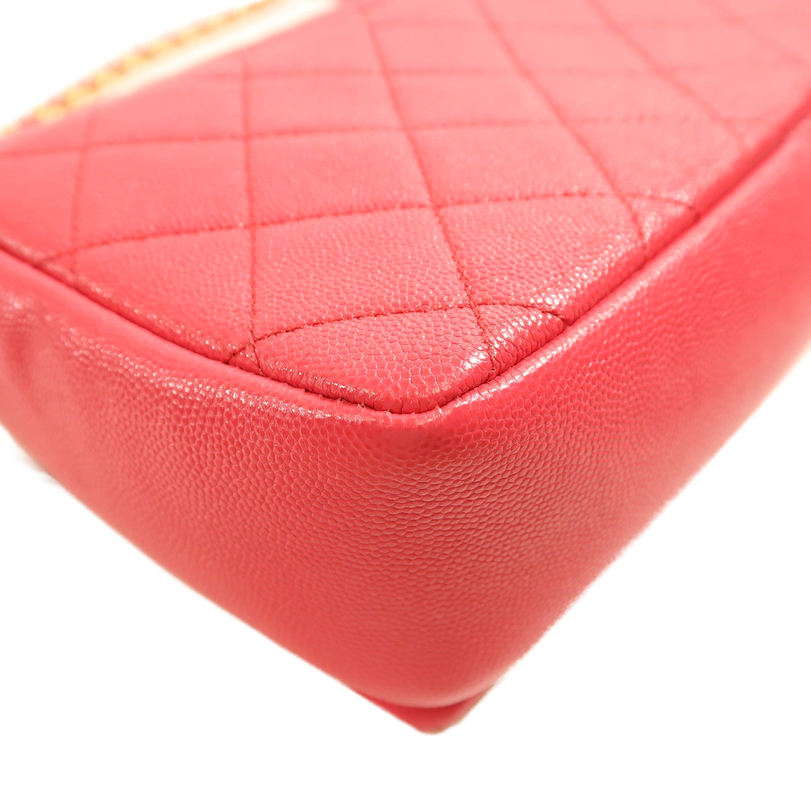 CHANEL 牛皮皮革Shoulder Bag金扣手挽肩背兩用袋粉紅色