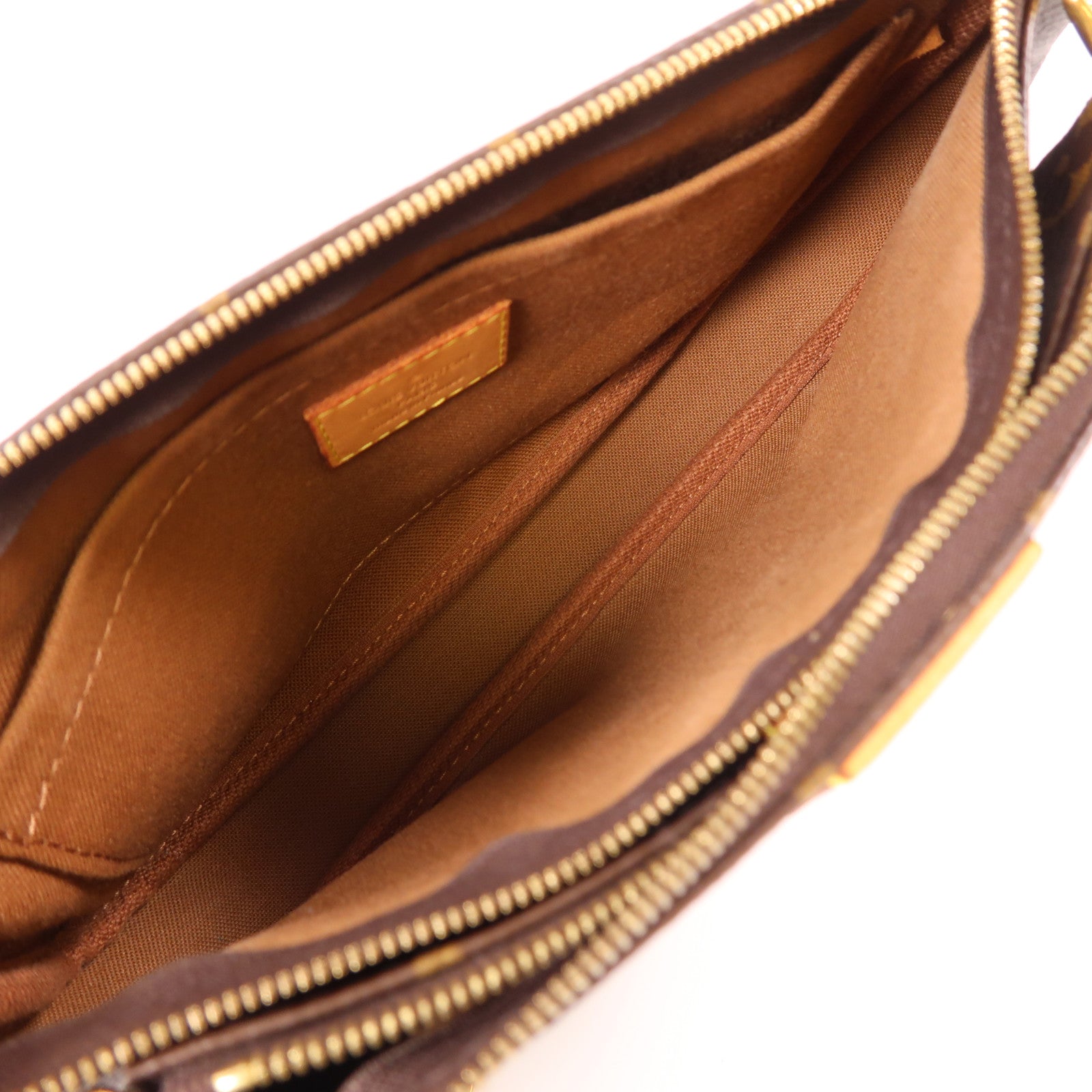 LOUIS VUITTON Monogram Multi Pochette Accessoires金扣肩背袋棕色