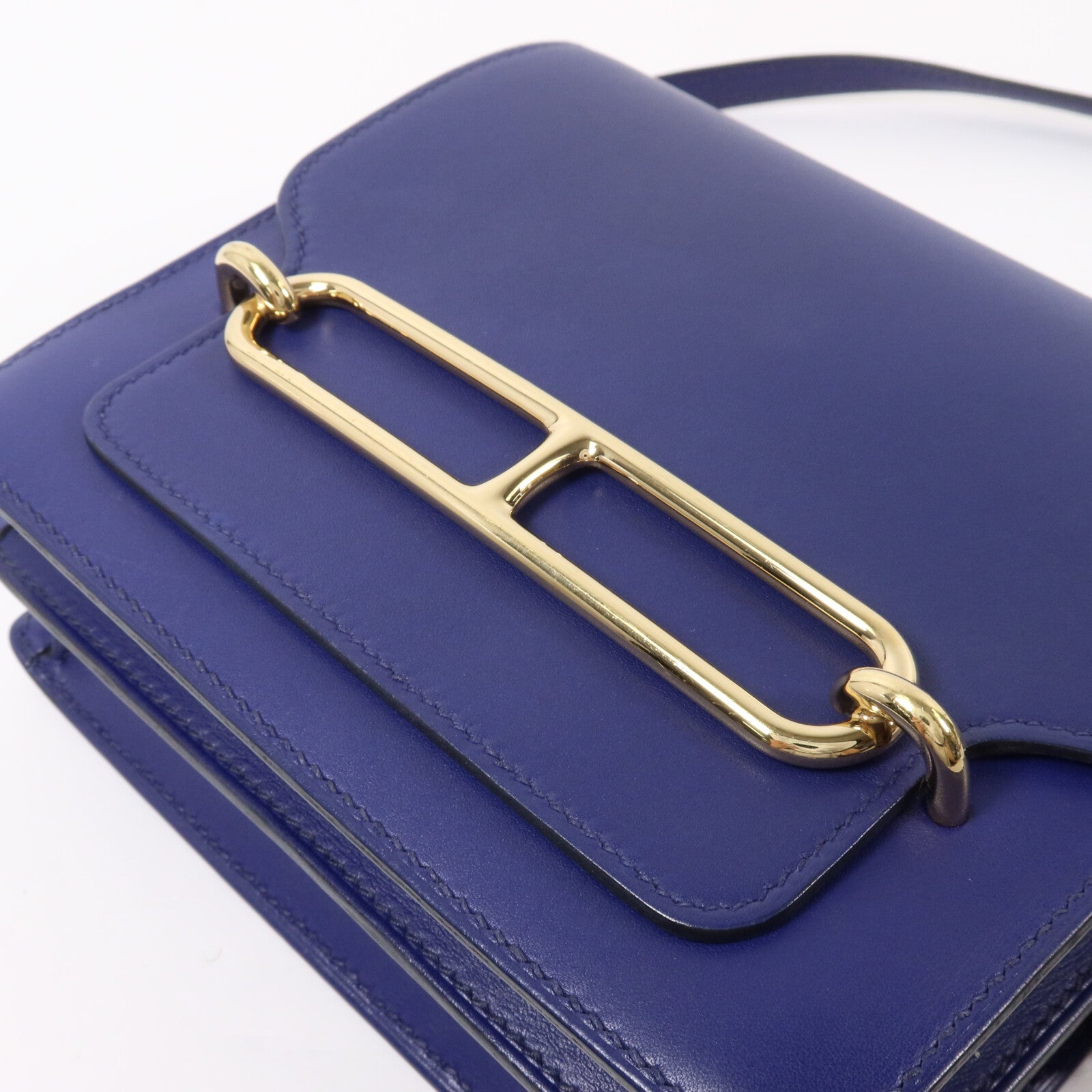 HERMES Evercolor皮革Roulis Mini肩背袋Bleu Encre