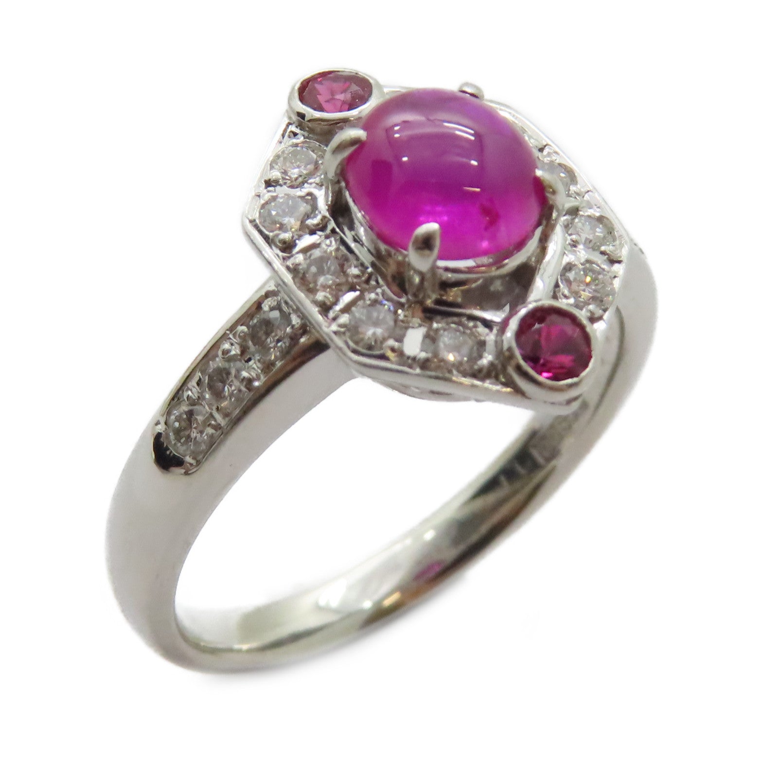 JEWELRY PT900鉑金Pink Sapphire Diamond Ring 1.231ct粉紅藍寶石/0.33ct鑽石戒指US#7.5