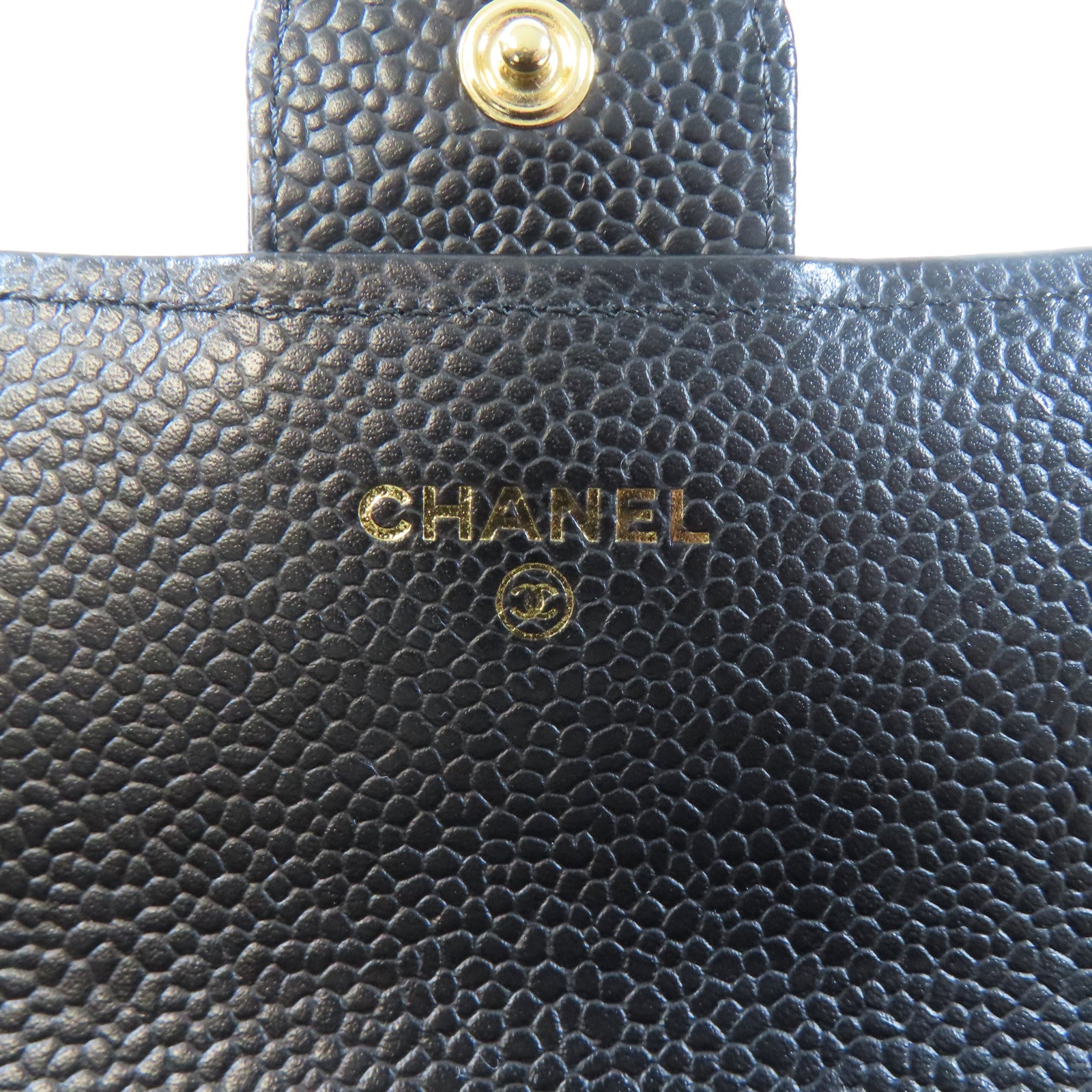 CHANEL 菱格牛皮皮革Long Wallet金扣長錢包黑色