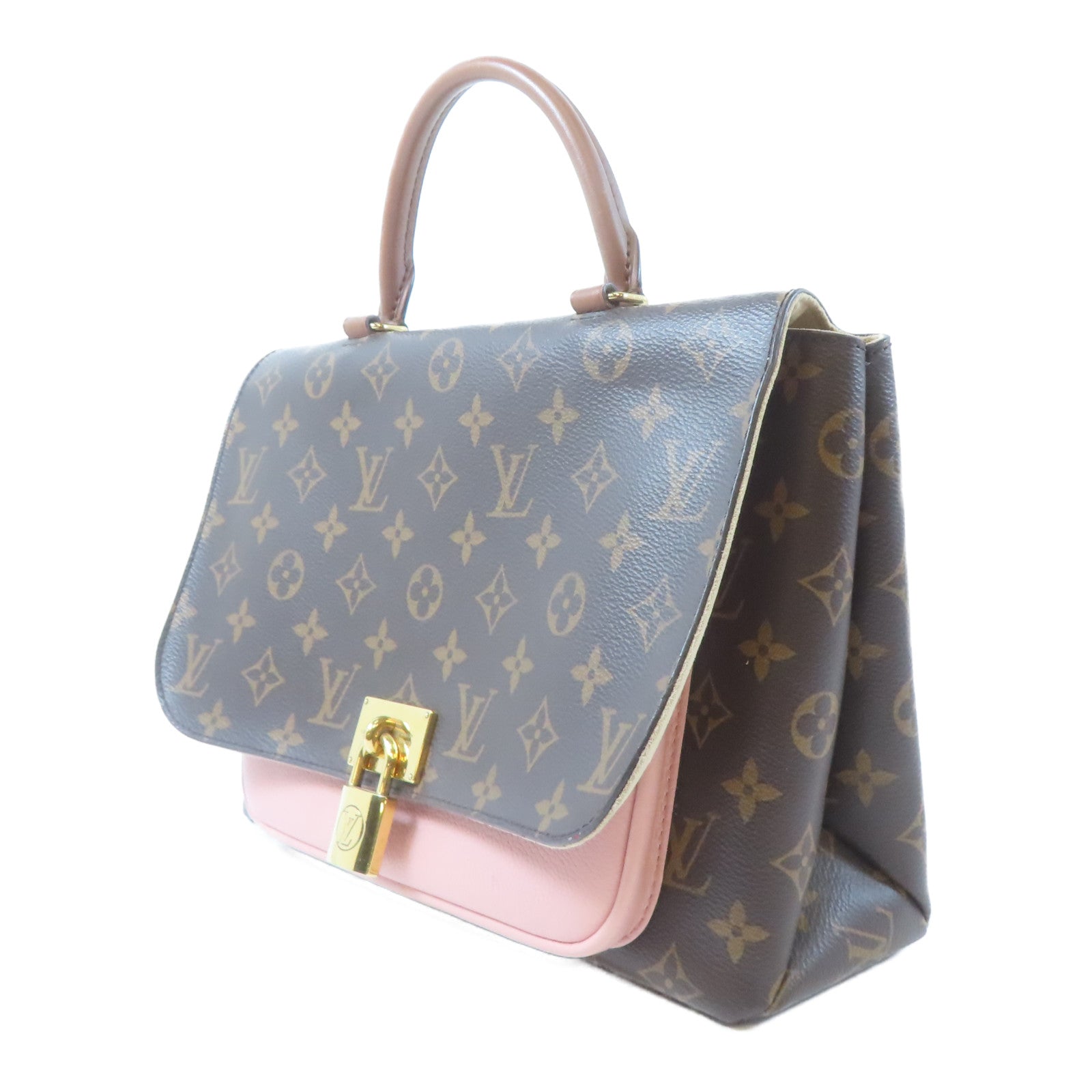 LOUIS VUITTON Monogram Marignan金扣手挽肩背兩用袋啡色/粉紅色