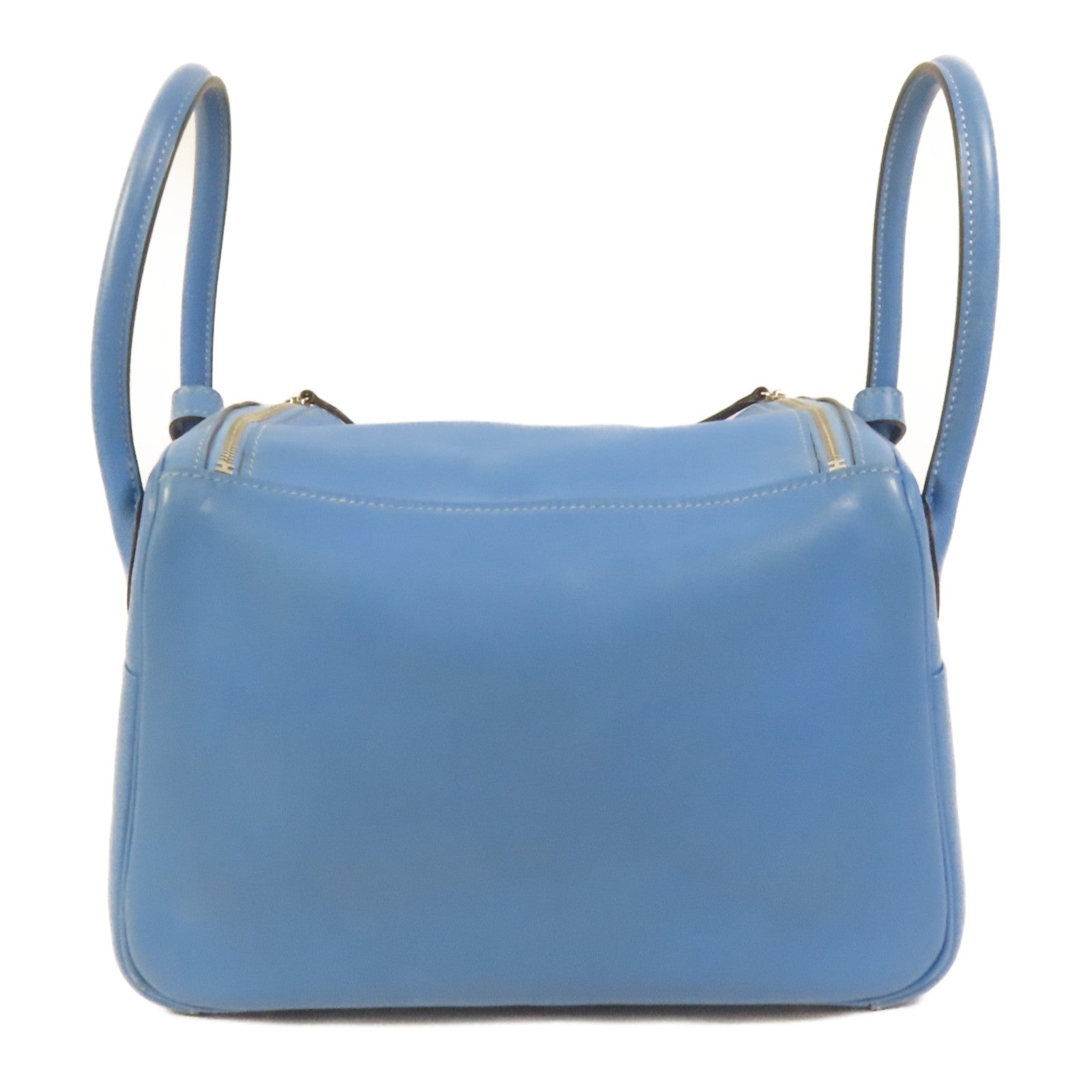 HERMES Swift皮革Lindy 26銀扣手挽肩背兩用袋Bleu Pardis