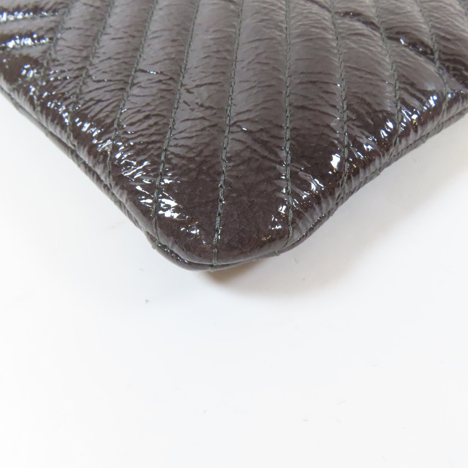 CHANEL 漆皮皮革Clutch Bag銀扣手拿包紫色