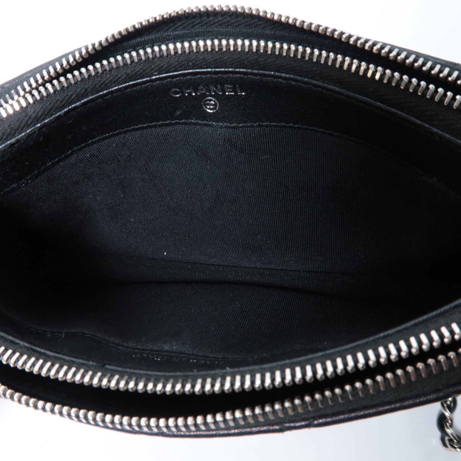 CHANEL 【激減優惠】菱格羊皮皮革Shoulder Bag銀扣鏈帶肩背袋黑色