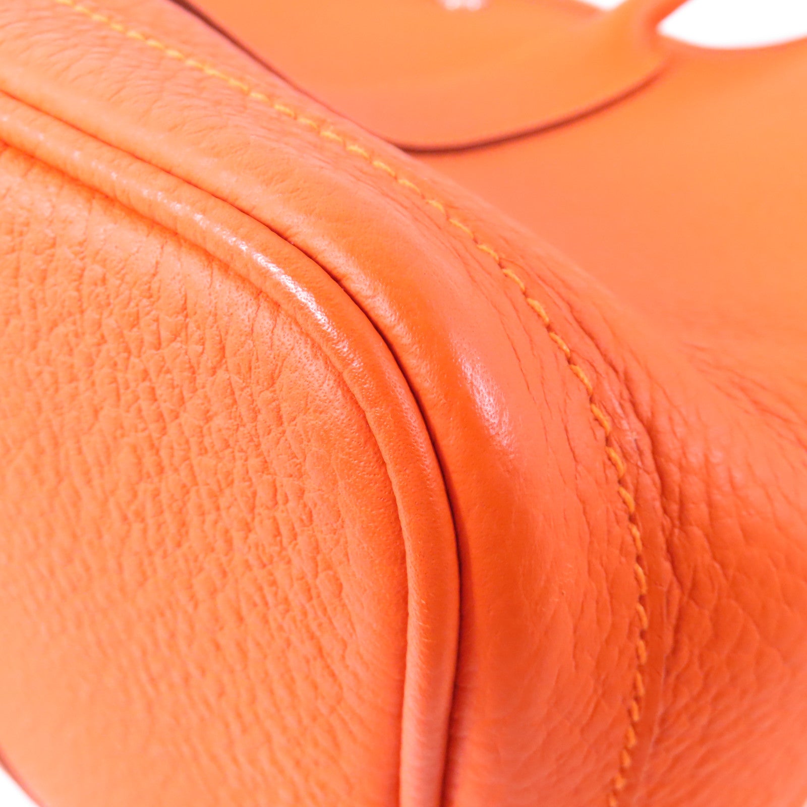 HERMES Country皮革Garden Party PM銀扣手挽袋橙色