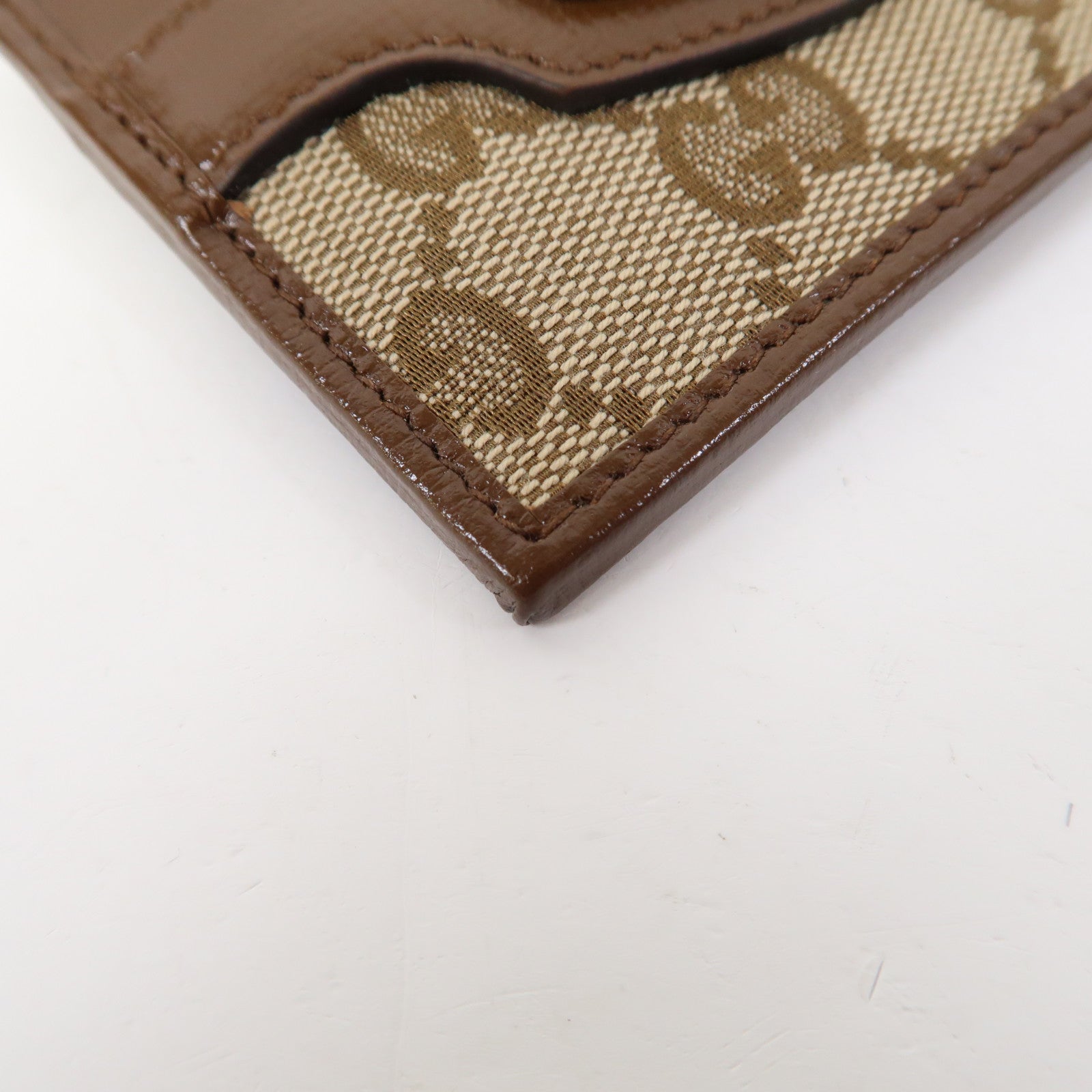 GUCCI 皮革/帆布Card Case銀扣卡片套啡色
